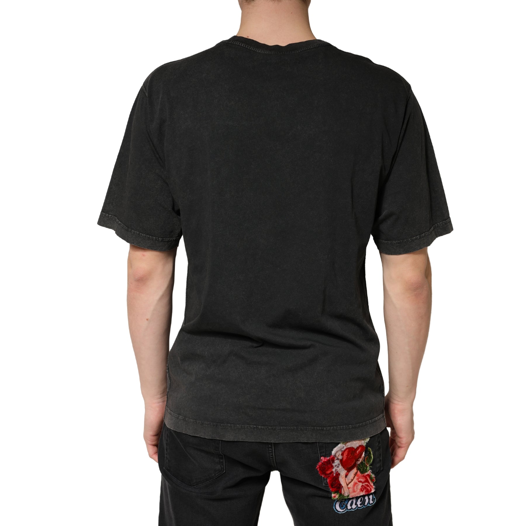 Dolce & Gabbana Black Cotton Crewneck Short Sleeve  T-Shirt | Regal Royce