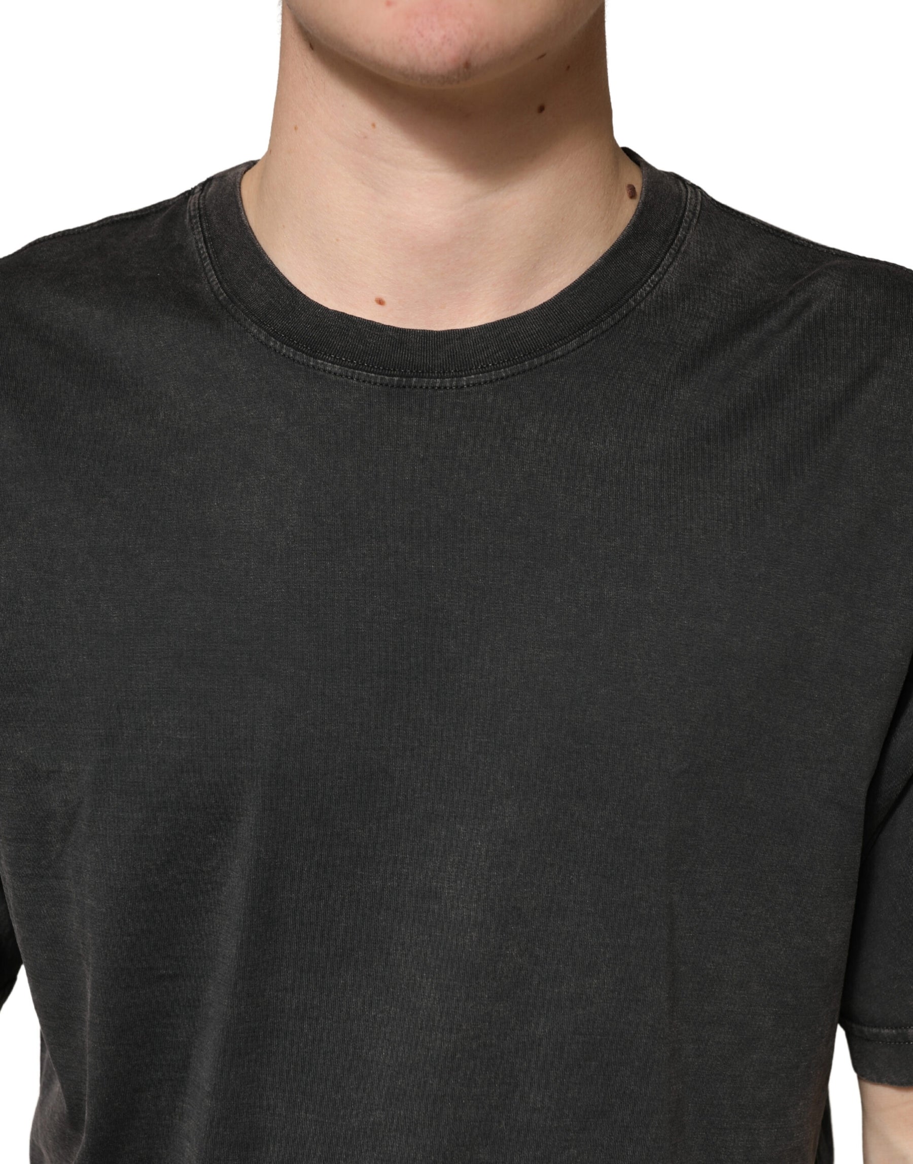 Dolce & Gabbana Black Cotton Crewneck Short Sleeve  T-Shirt | Regal Royce