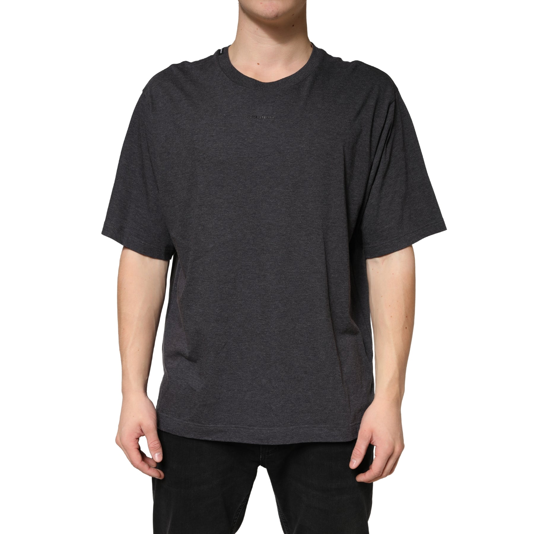 Dolce & Gabbana Dark Grey Cotton Crewneck Short Sleeve | Regal Royce