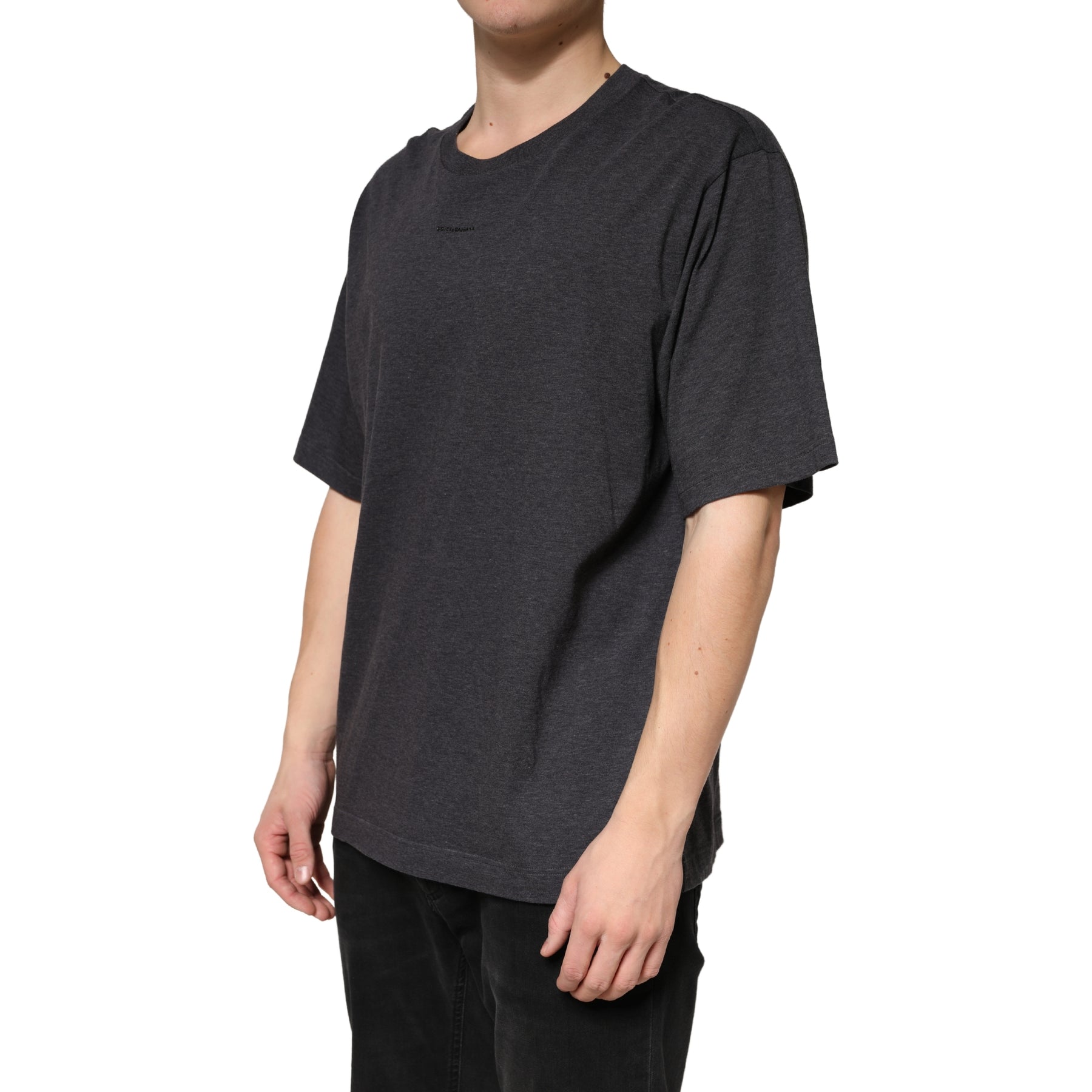 Dolce & Gabbana Dark Grey Cotton Crewneck Short Sleeve | Regal Royce