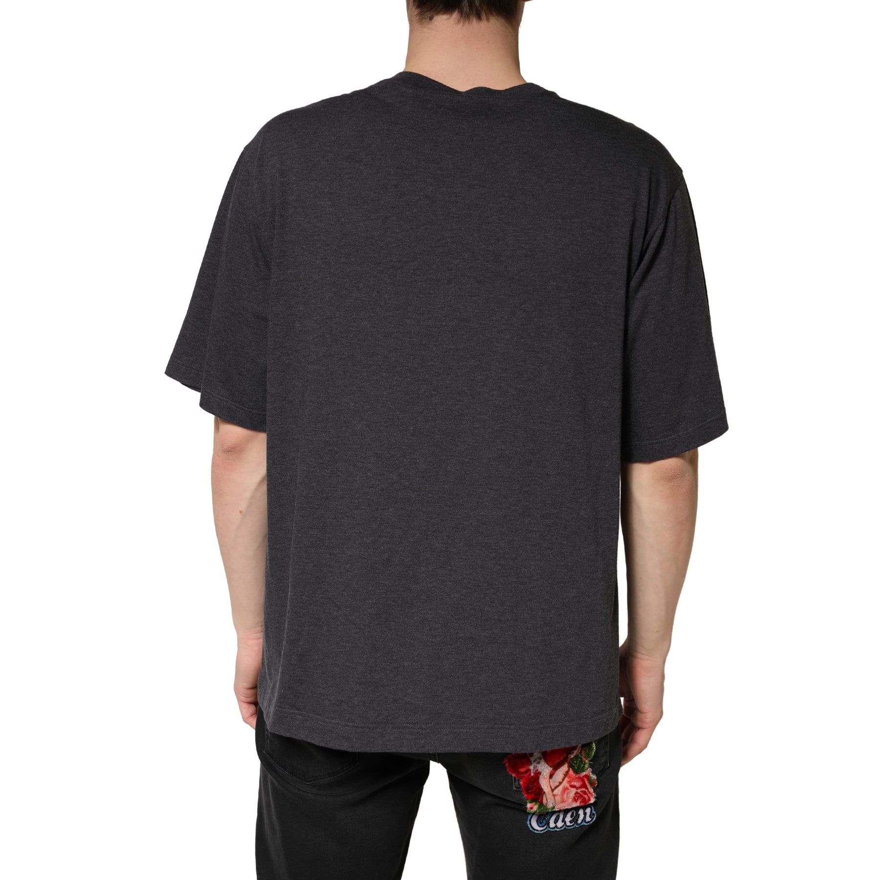 Dolce & Gabbana Dark Grey Cotton Crewneck Short Sleeve | Regal Royce