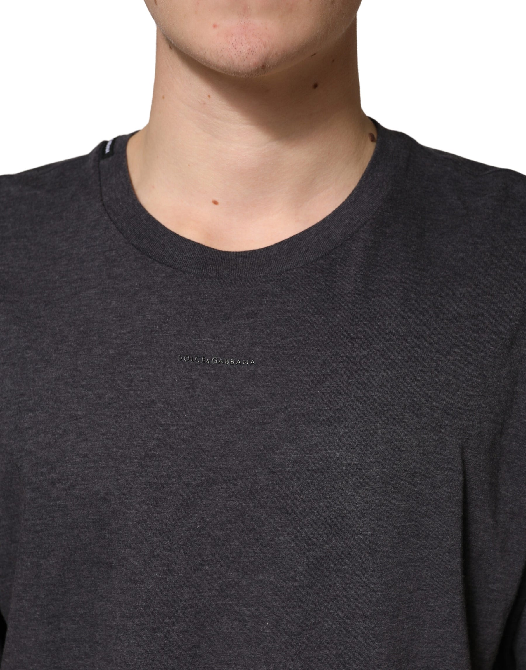 Dolce & Gabbana Dark Grey Cotton Crewneck Short Sleeve | Regal Royce