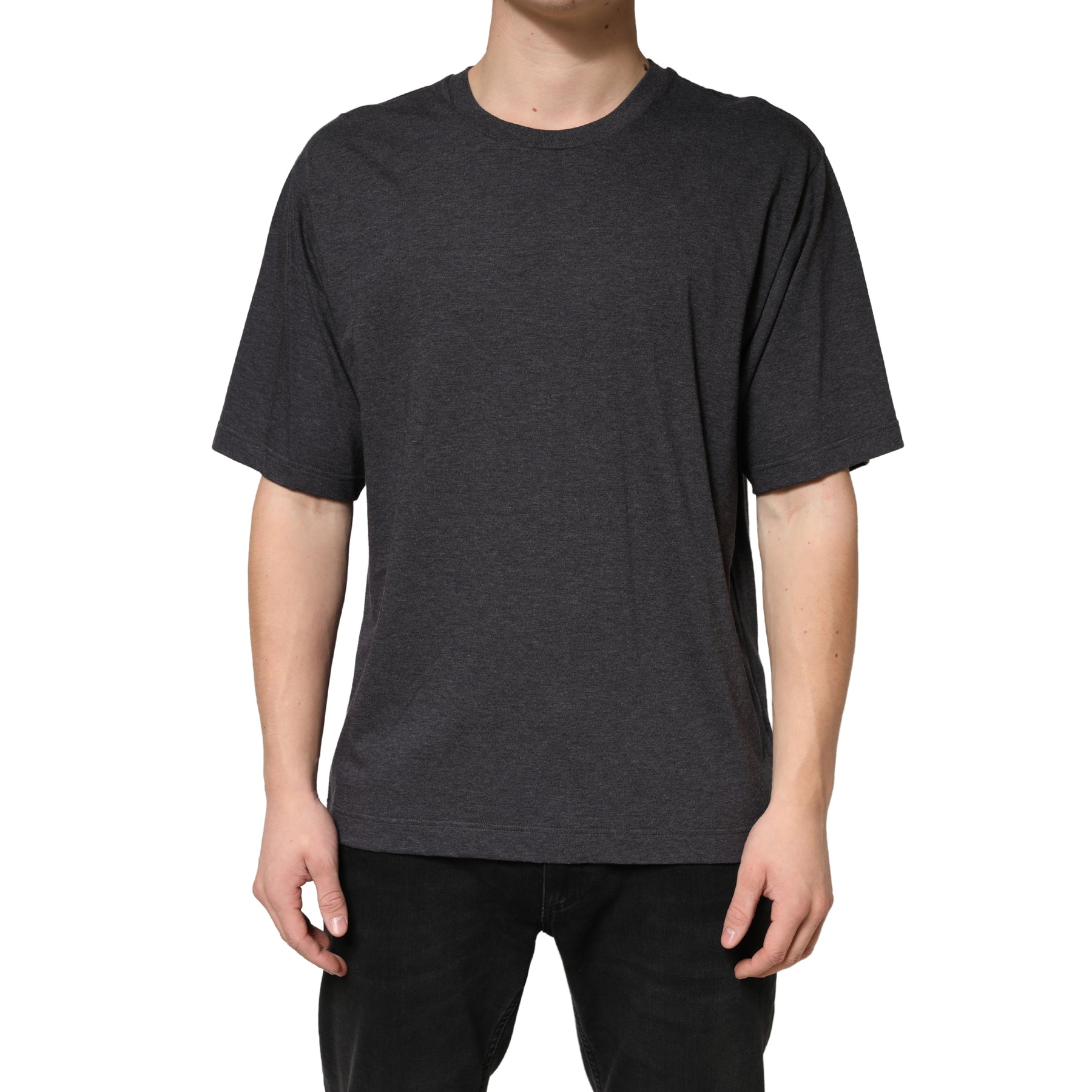 Dolce & Gabbana Dark Grey Cotton Crewneck Short Sleeve | Regal Royce