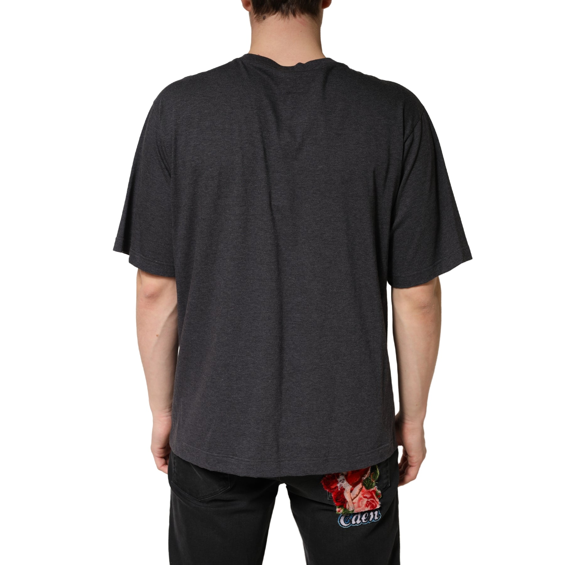 Dolce & Gabbana Dark Grey Cotton Crewneck Short Sleeve | Regal Royce