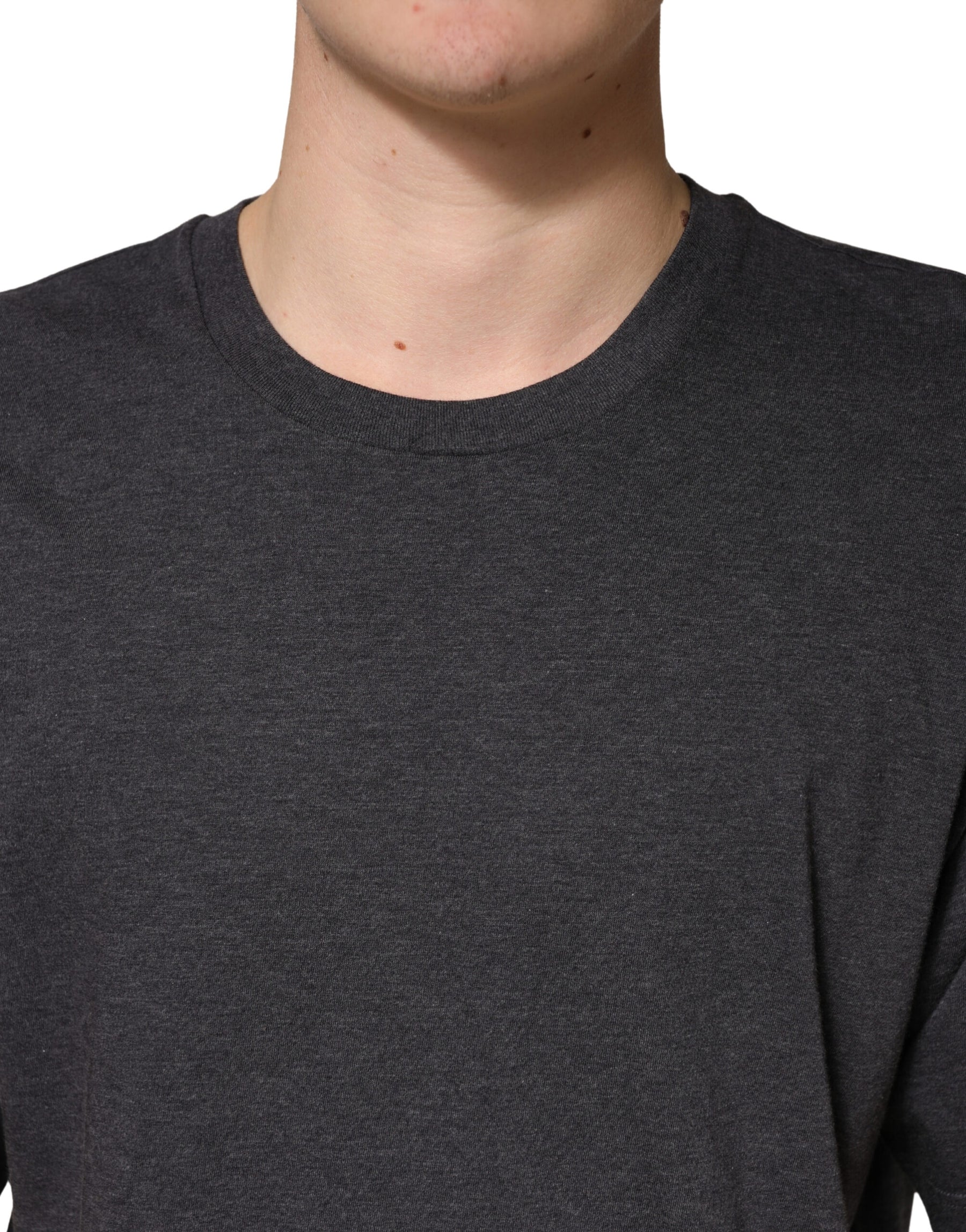 Dolce & Gabbana Dark Grey Cotton Crewneck Short Sleeve | Regal Royce