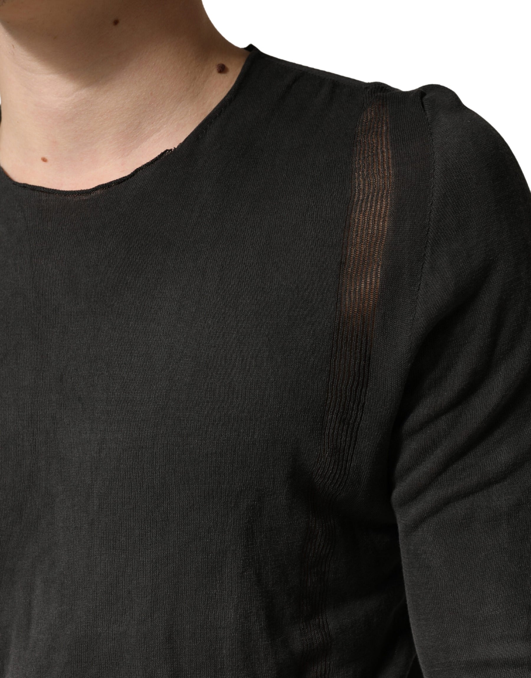 Dolce & Gabbana Dark Grey Cotton Crewneck Short Sleeve | Regal Royce
