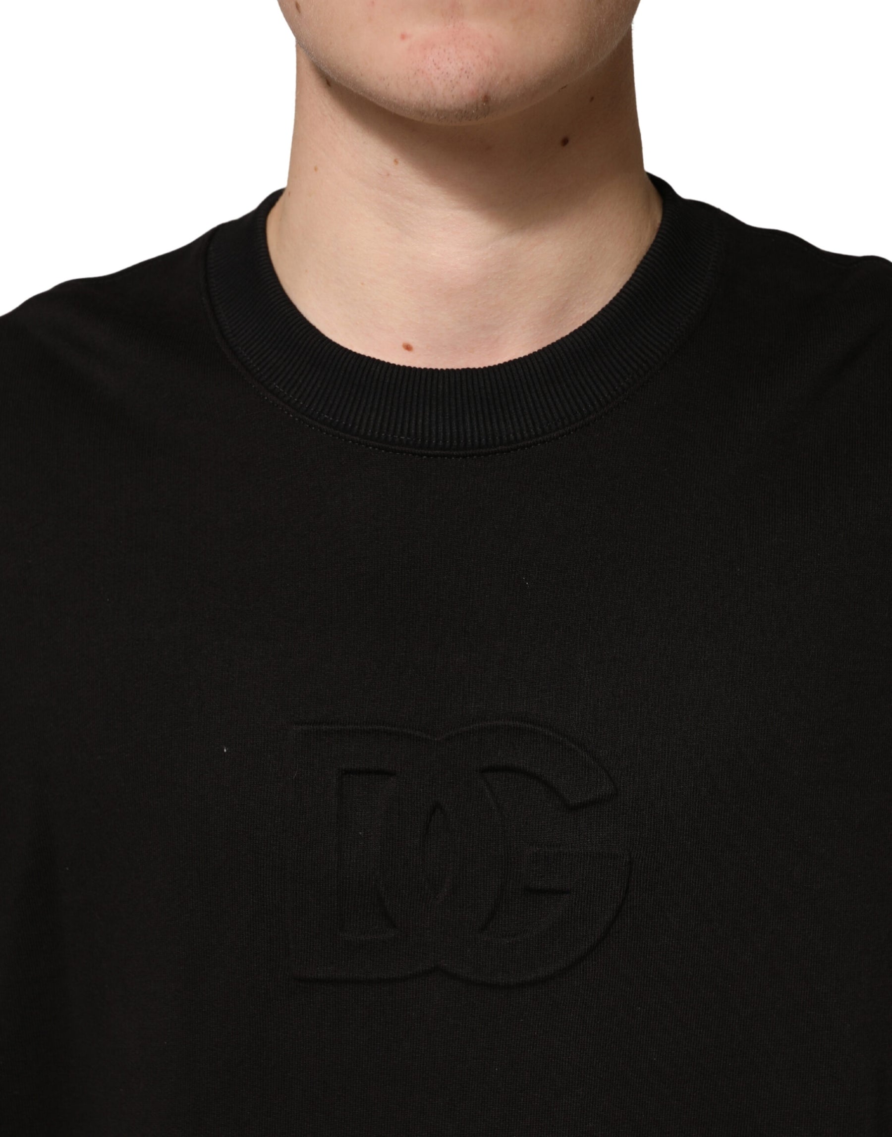 Dolce & Gabbana Black Cotton Crewneck Short Sleeve T-Shirt | Regal Royce