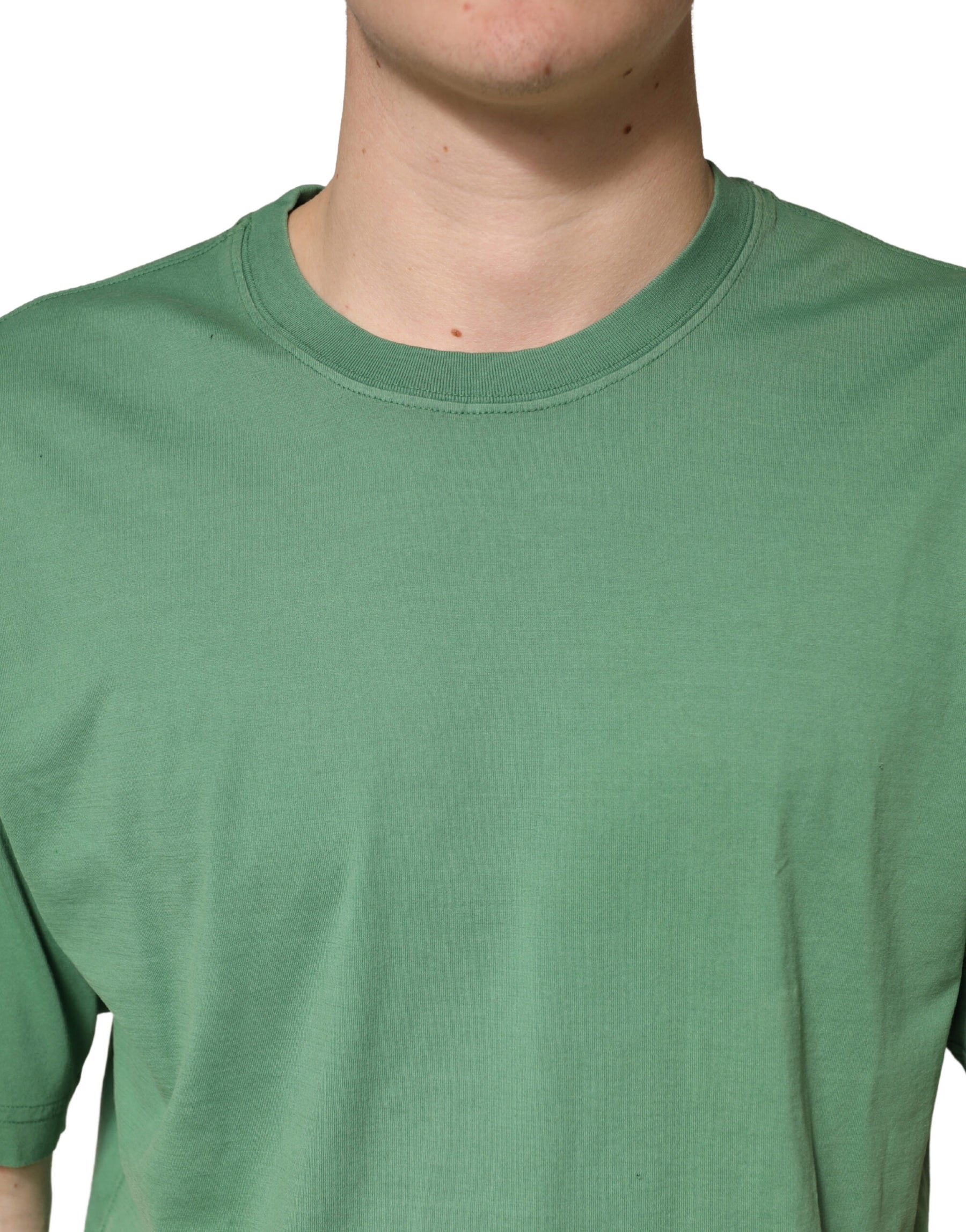 Dolce & Gabbana LightGreen Cotton Crewneck Short Sleeve T-Shirt | Regal Royce