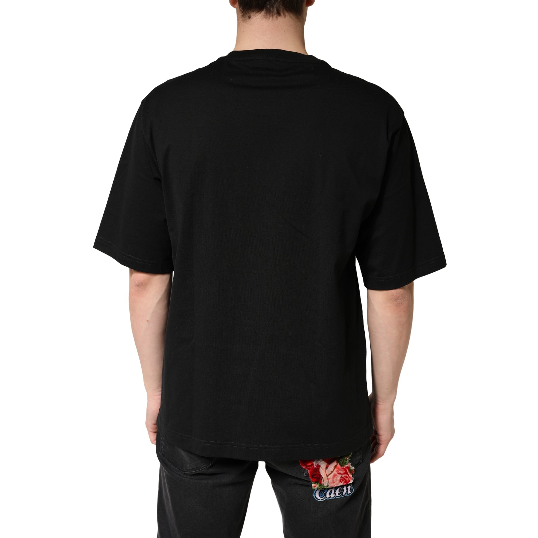 Dolce & Gabbana Black Cotton Crewneck Short Sleeve T-Shirt | Regal Royce