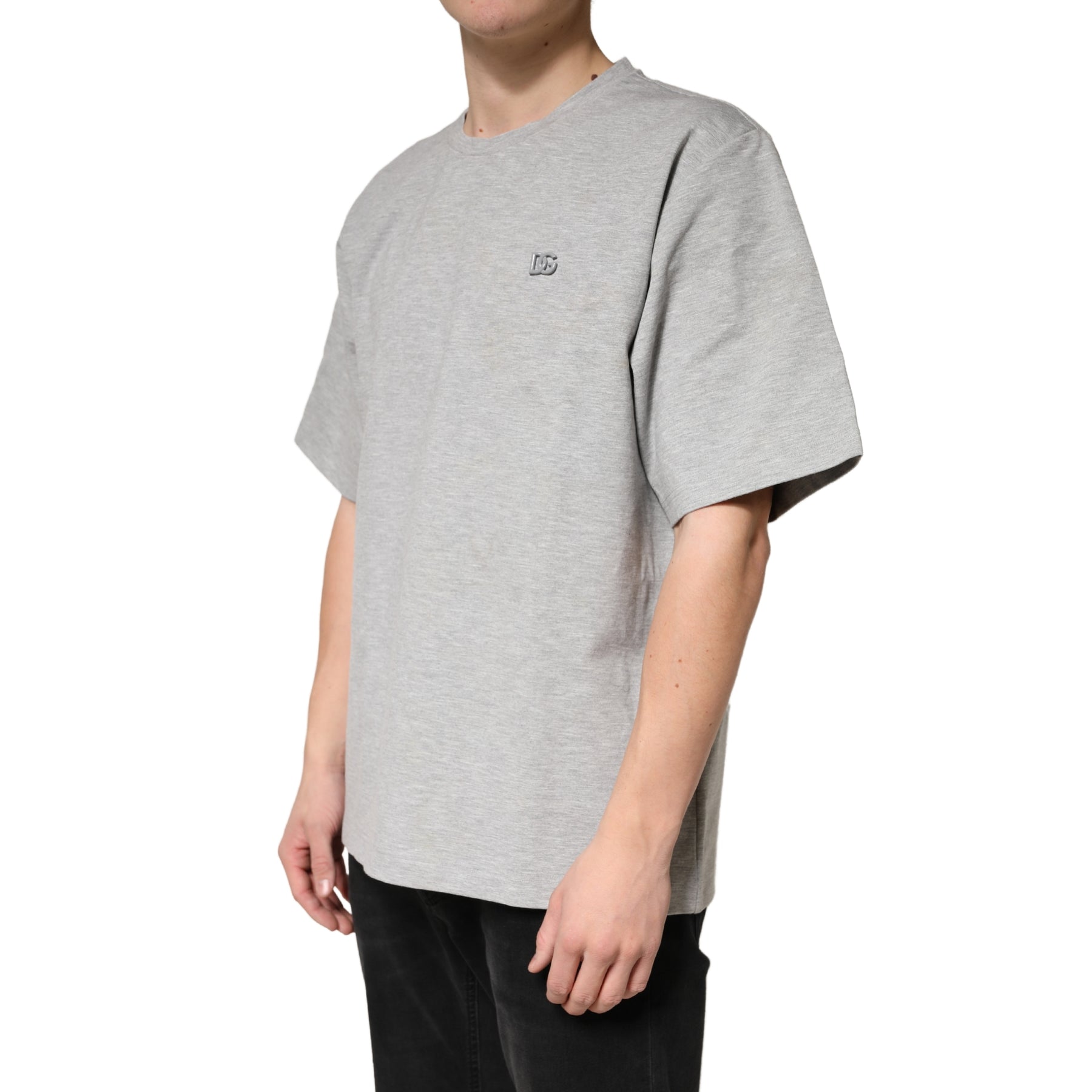Dolce & Gabbana Grey Cotton Crewneck Short Sleeve T-Shirt | Regal Royce