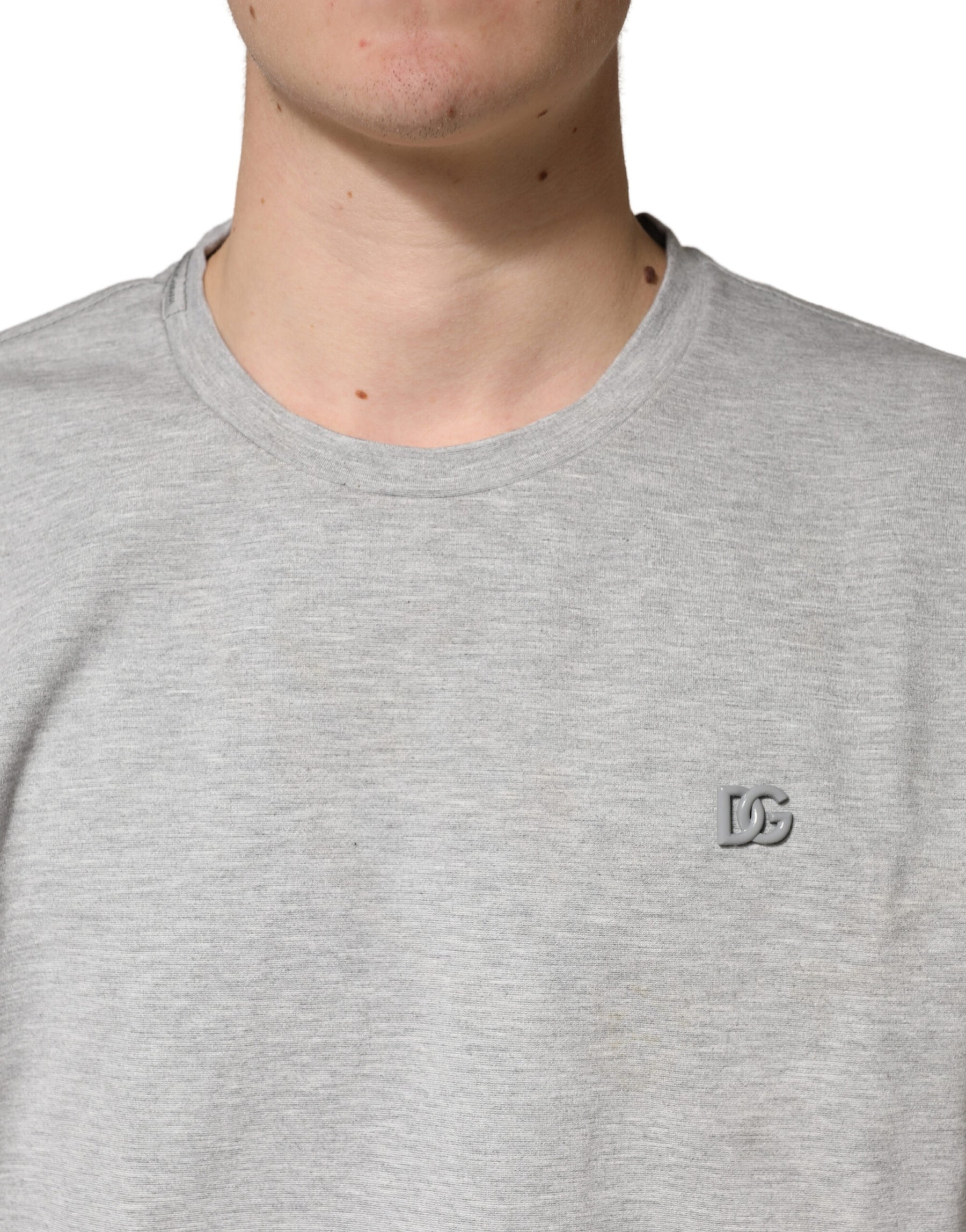 Dolce & Gabbana Grey Cotton Crewneck Short Sleeve T-Shirt | Regal Royce