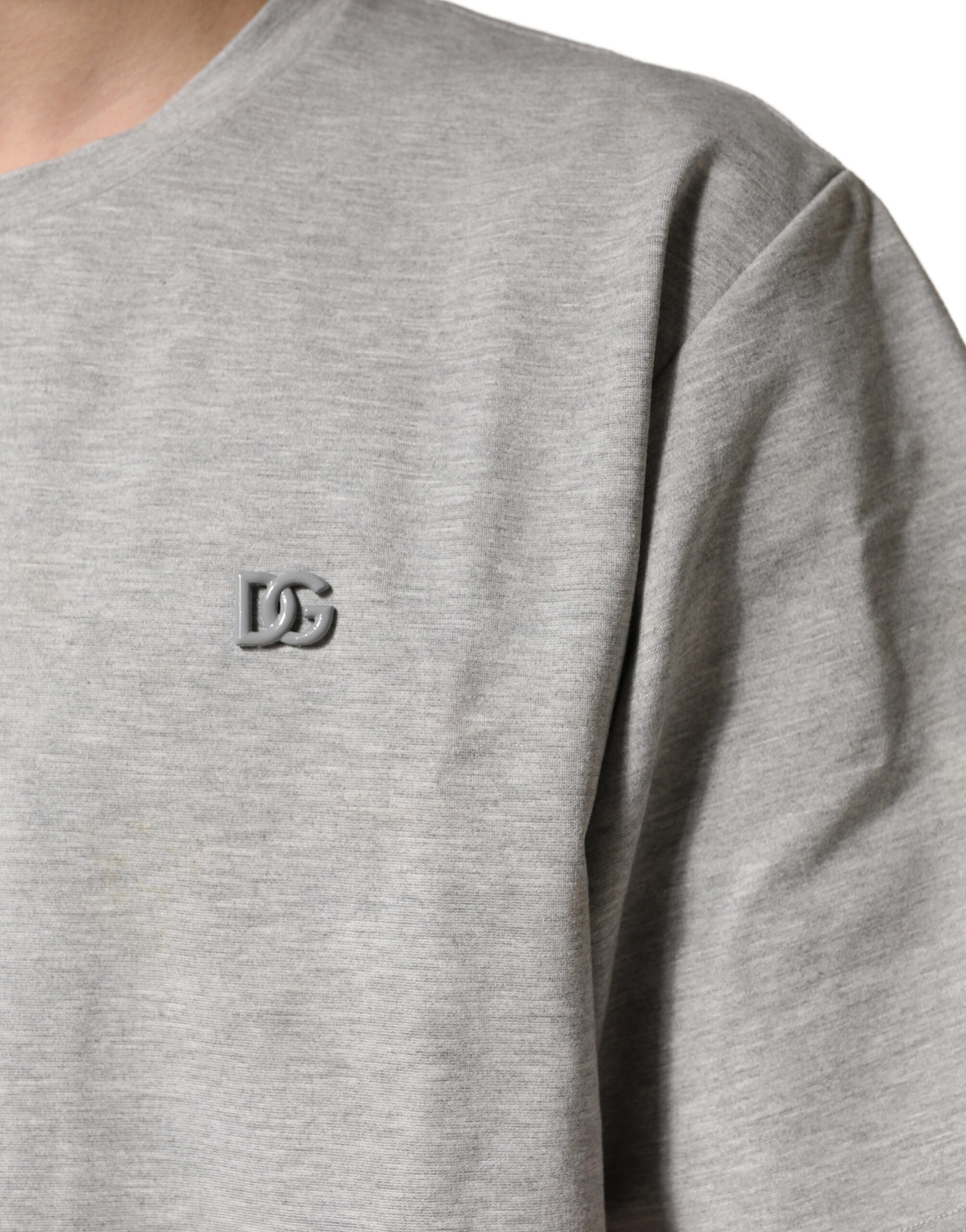 Dolce & Gabbana Grey Cotton Crewneck Short Sleeve T-Shirt | Regal Royce
