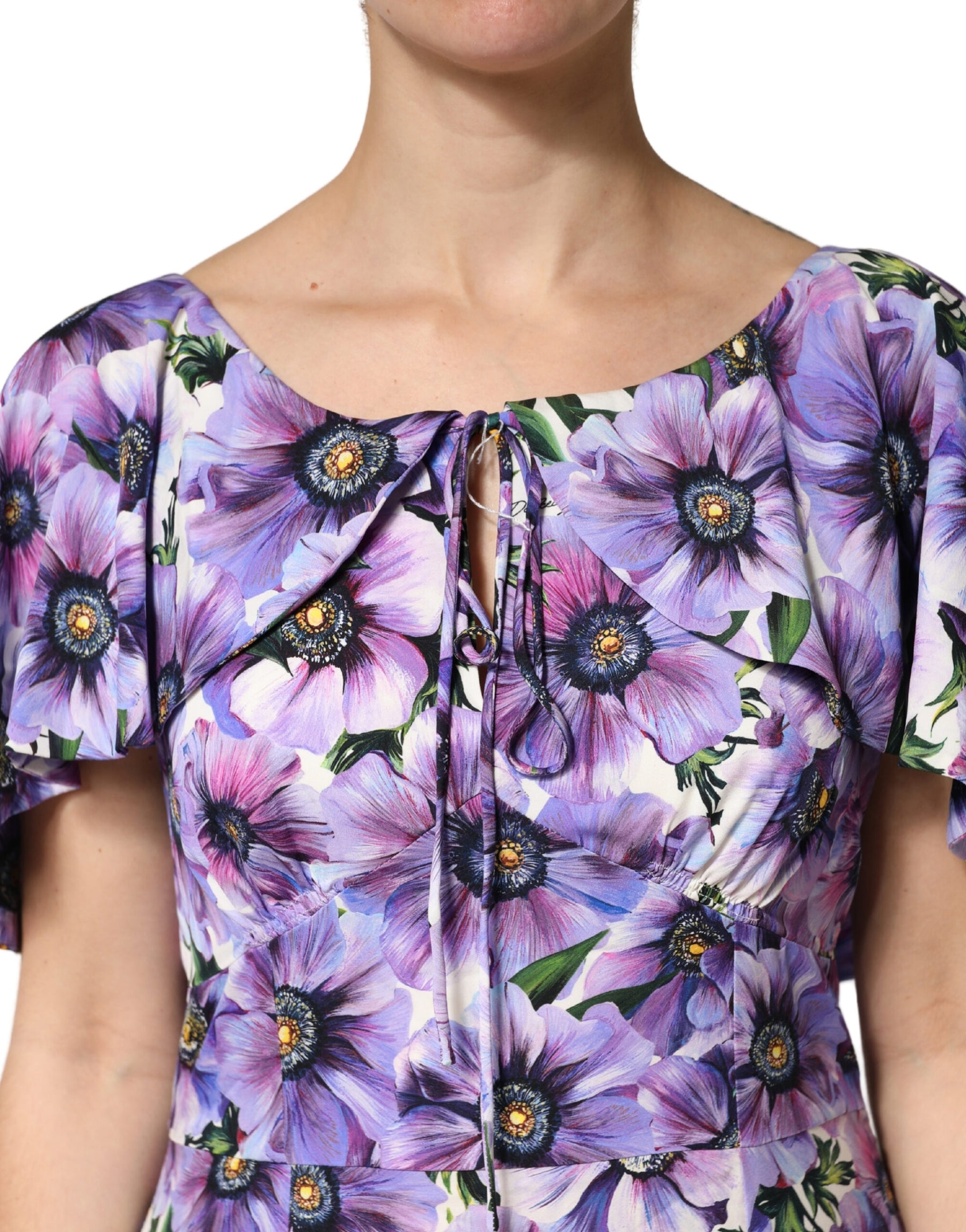 Dolce & Gabbana Purple Floral Silk Stretch Elegant Gown  Dress | Regal Royce