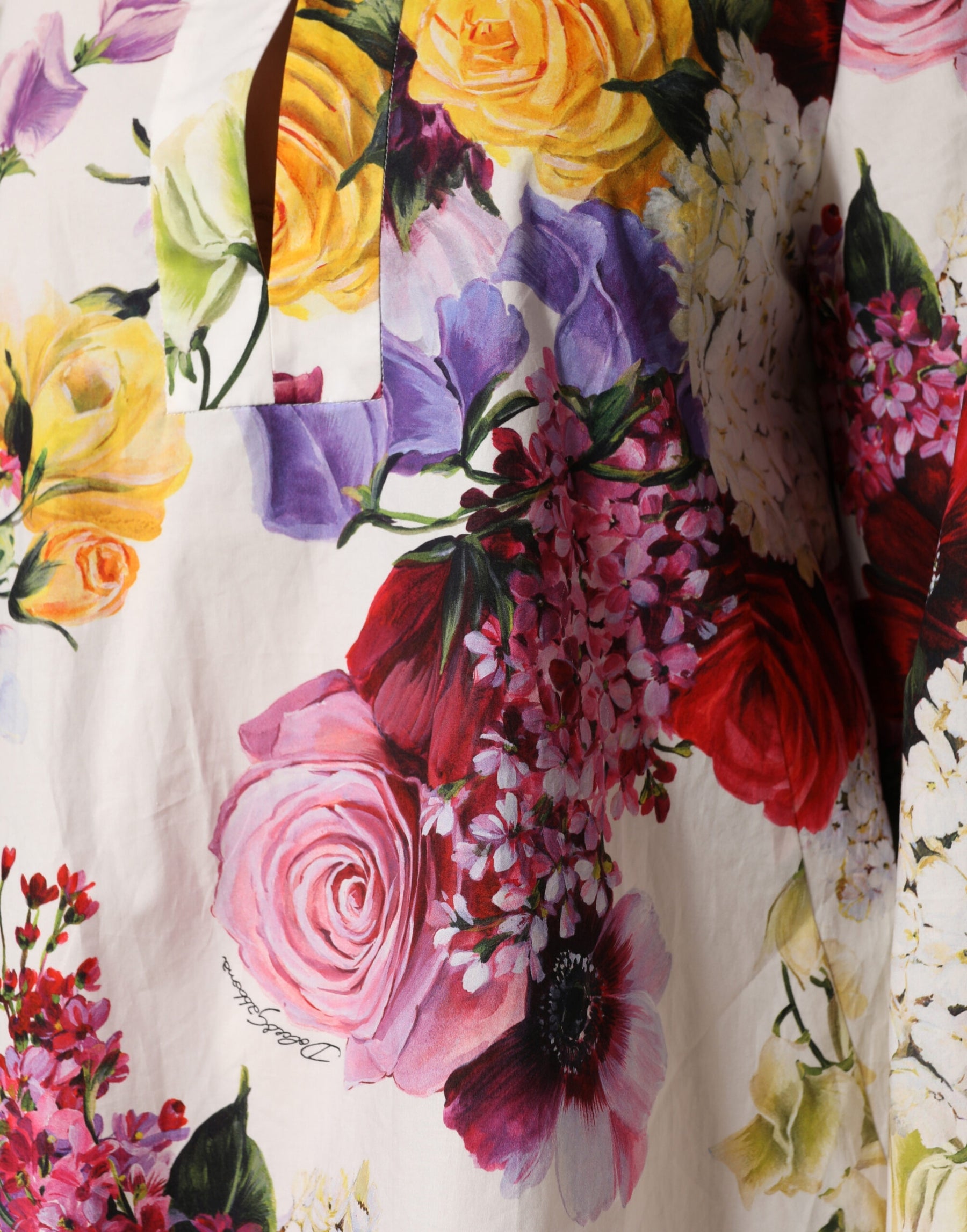 Dolce & Gabbana Multicolor Floral Cotton Longsleeves Midi Dress | Regal Royce