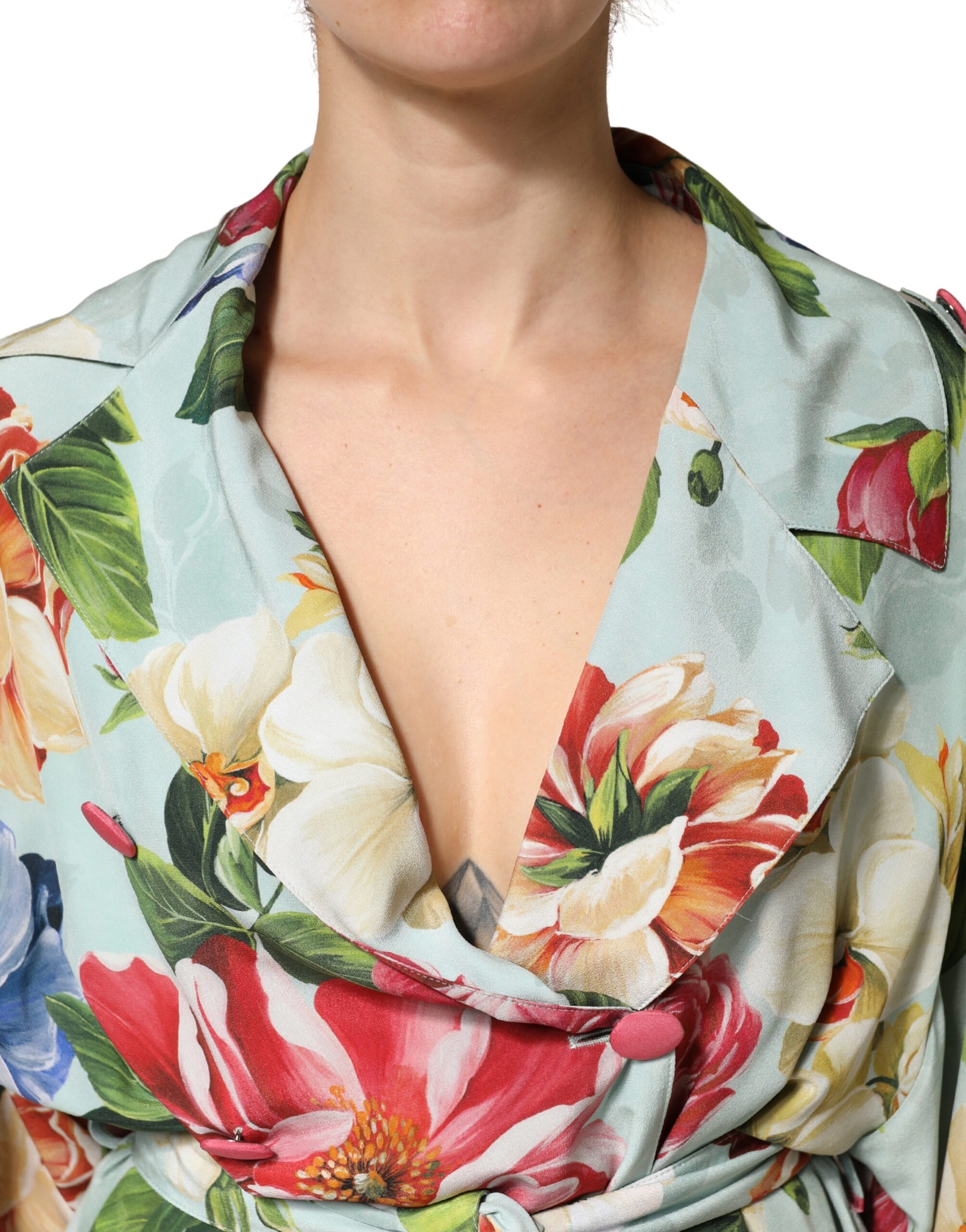 Dolce & Gabbana Floral Rose Ivory Silk Blend Longsleeve Dress | Regal Royce