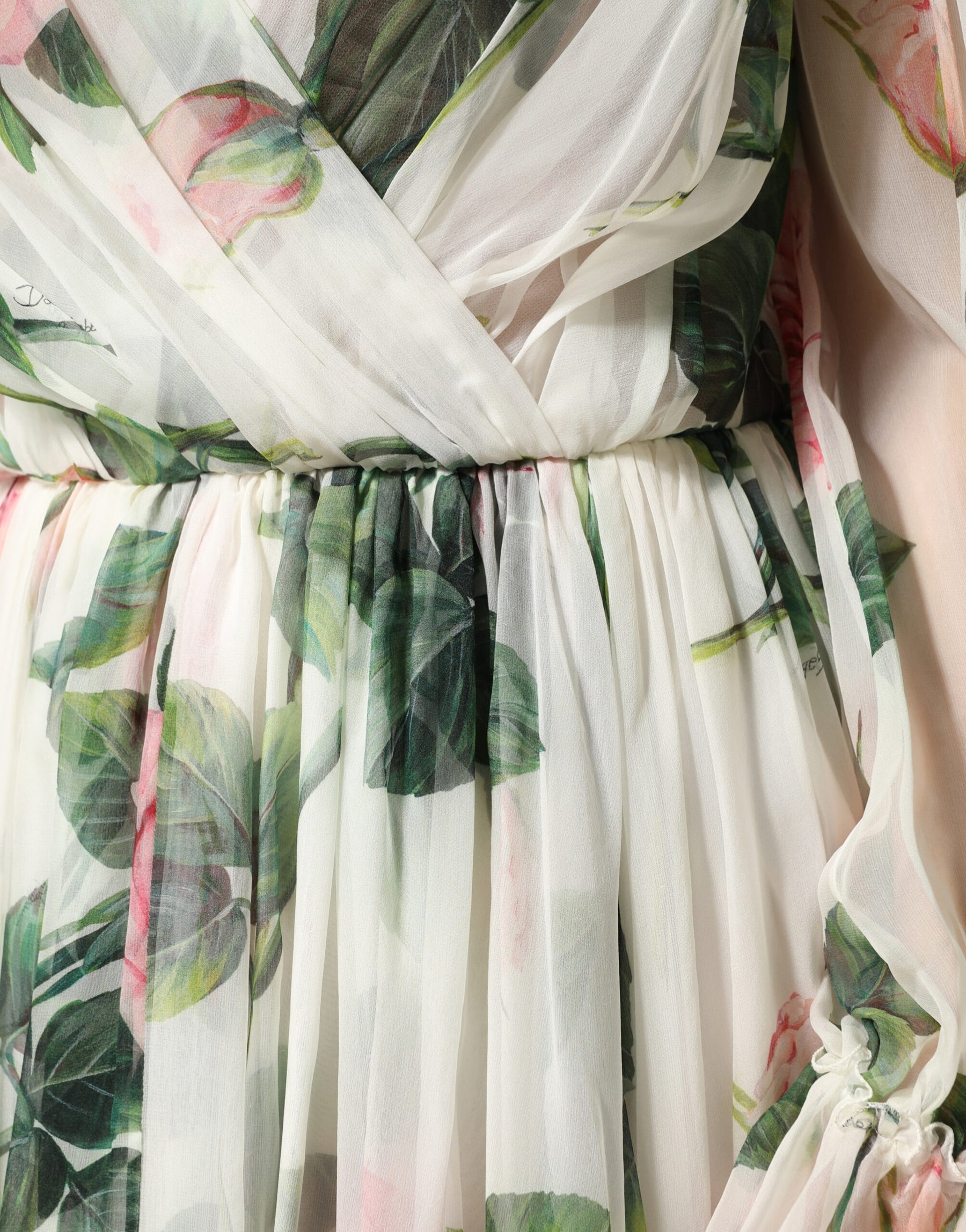 Dolce & Gabbana Floral Rose Ivory Silk Blend Longsleeve Dress | Regal Royce