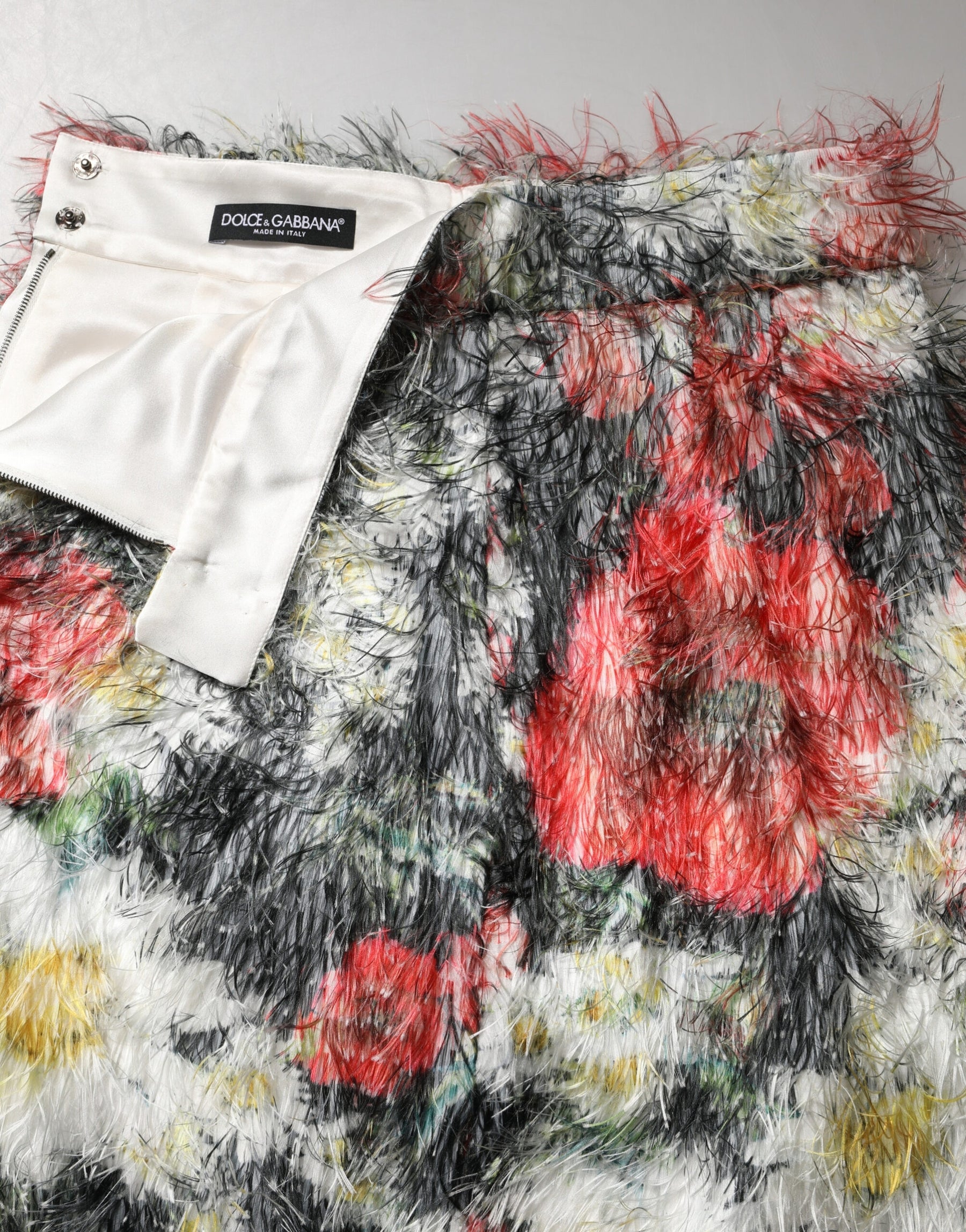 Dolce & Gabbana Multicolor Floral Textured Faux Fur Pencil Skirt | Regal Royce