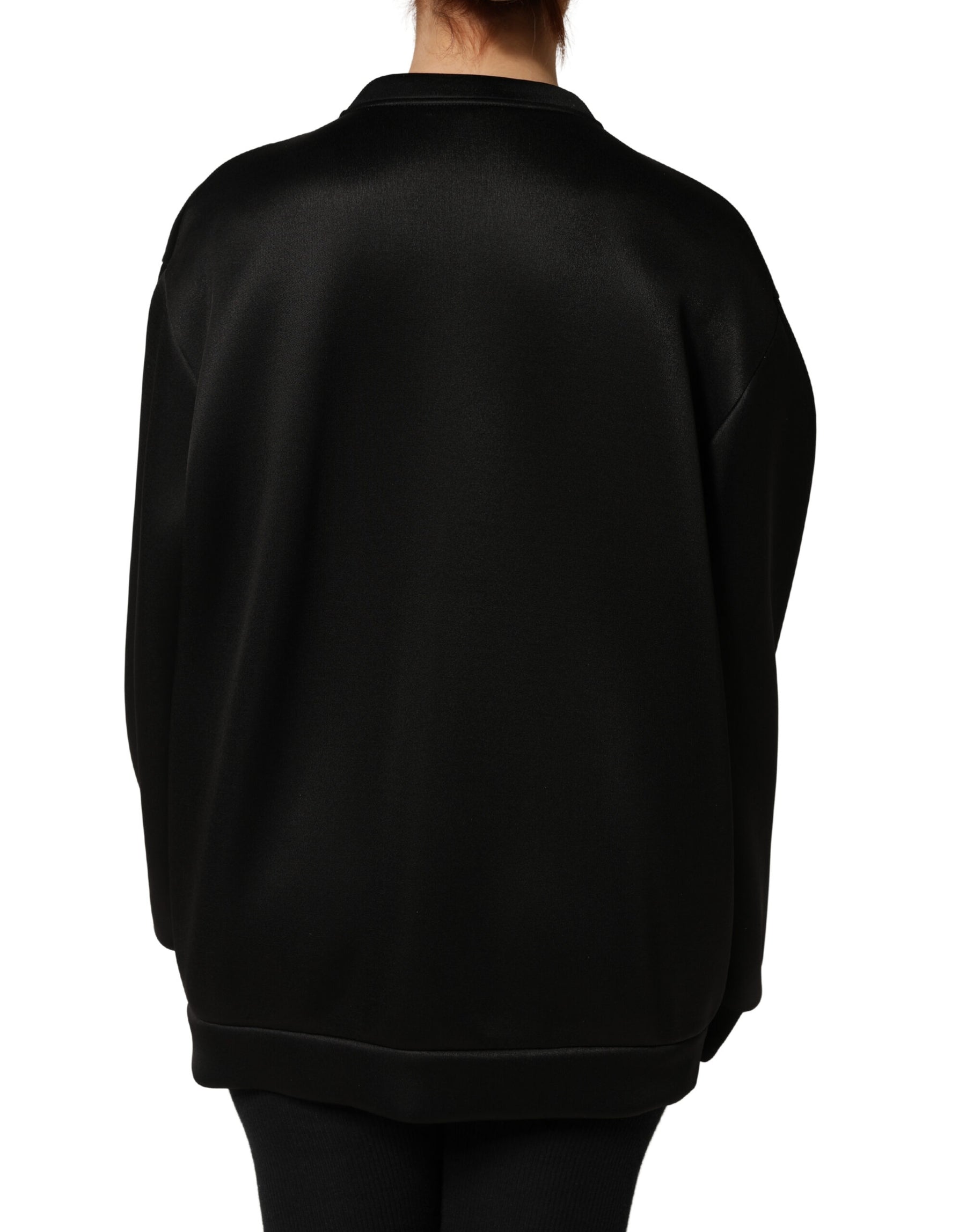 Dolce & Gabbana Black Embellished Logo Crystal Sweatshirt Top | Regal Royce
