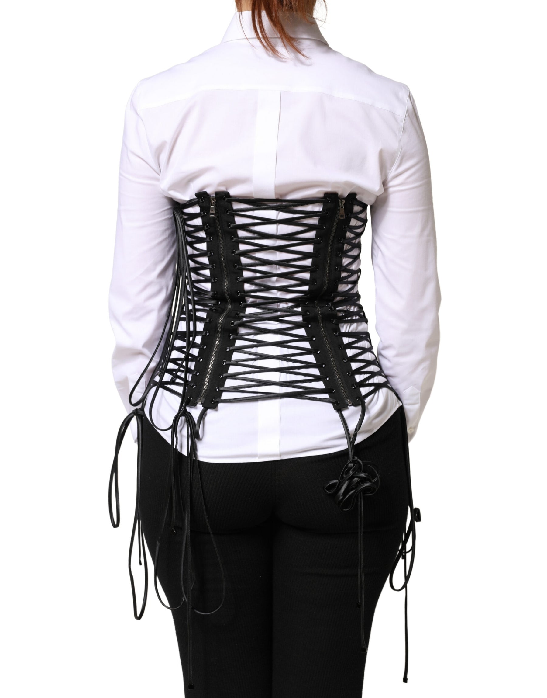 Dolce & Gabbana Black Lace-Up Drawstring Bustier Corset Top | Regal Royce