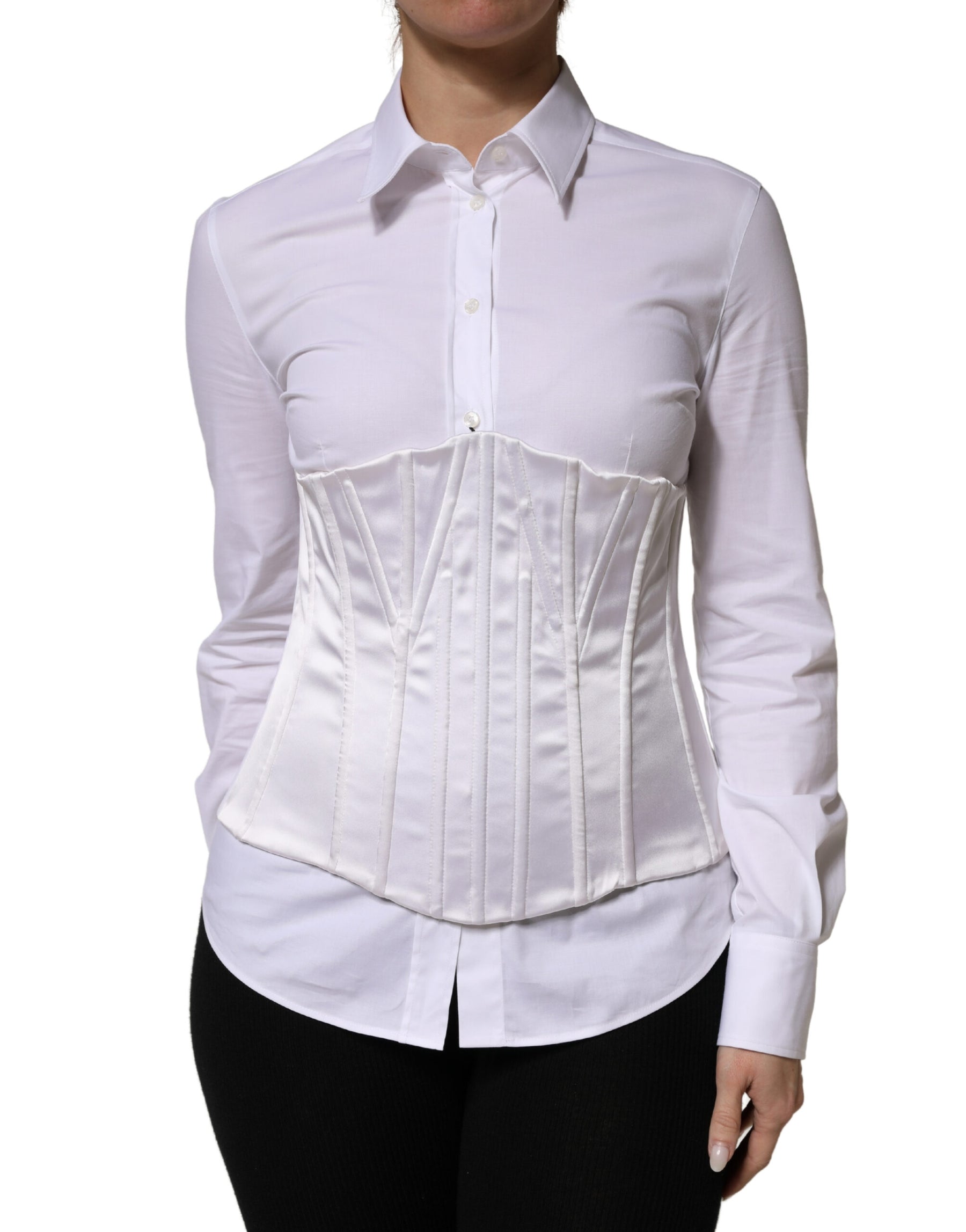 Dolce & Gabbana White Polyamide Waist Cincher Bustier Corset Top | Regal Royce