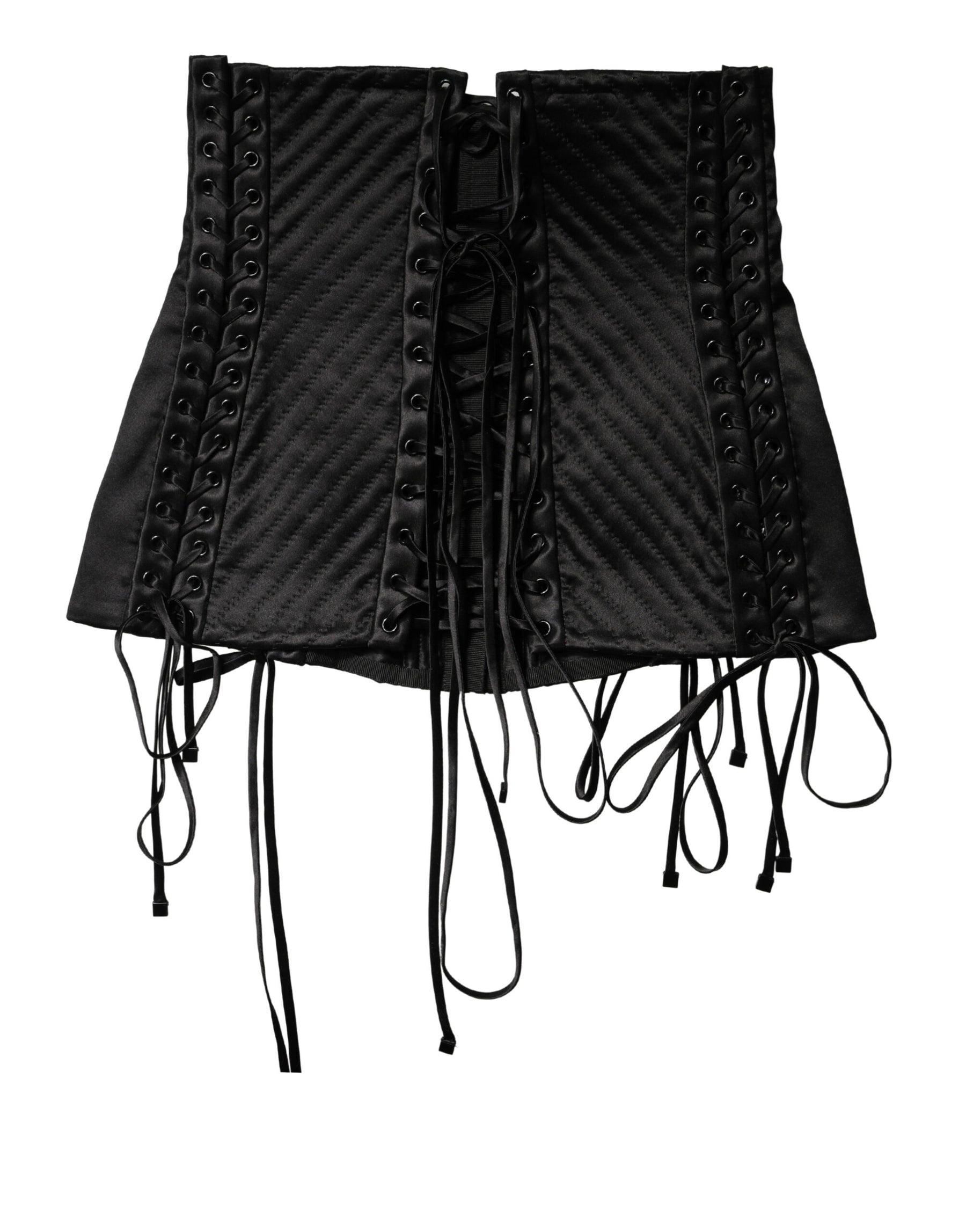 Dolce & Gabbana Black Silk Lace-Up Waist Cincher Corset Top | Regal Royce