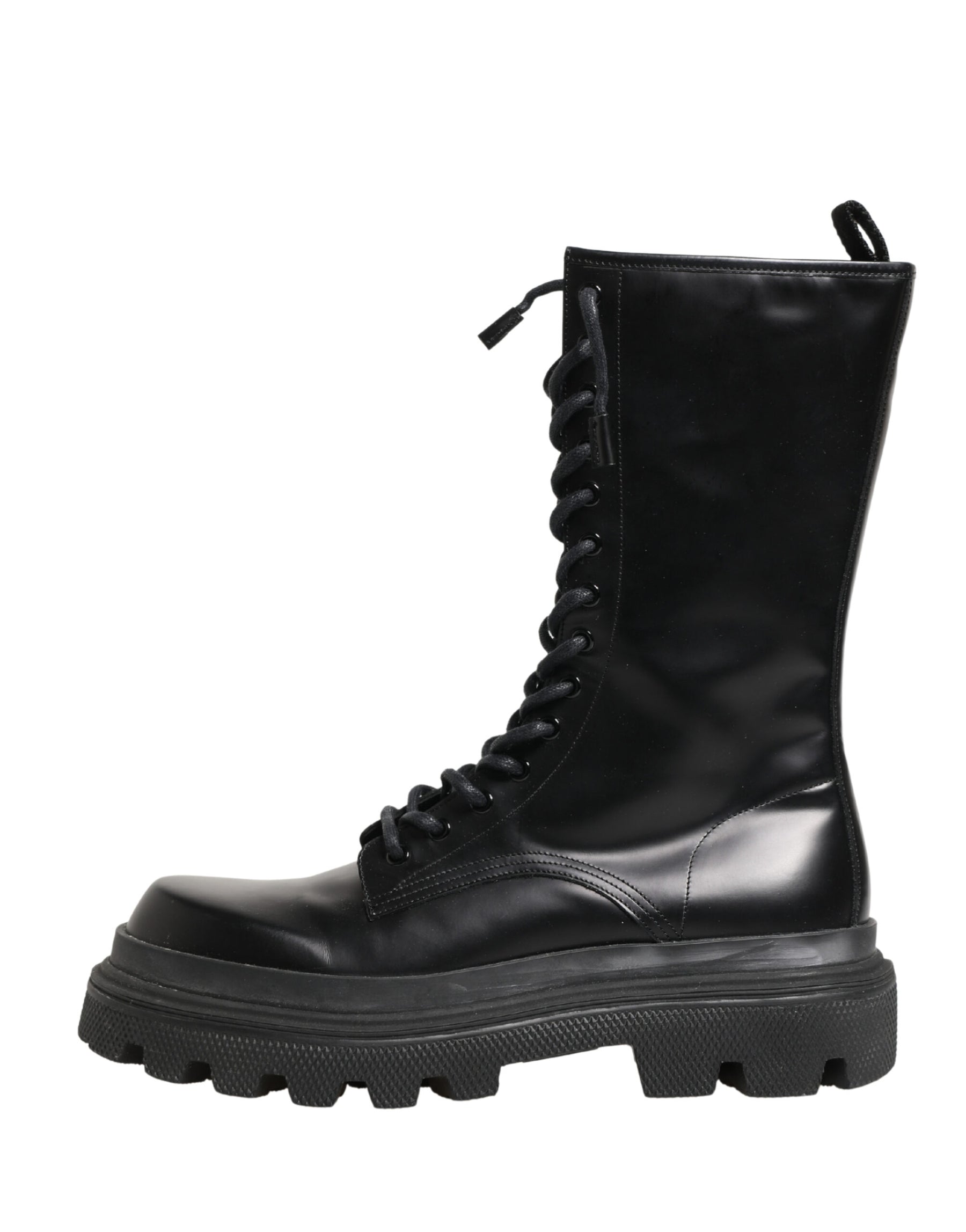 Dolce & Gabbana Black Leather Trek Sole Combat Boots Shoes | Regal Royce