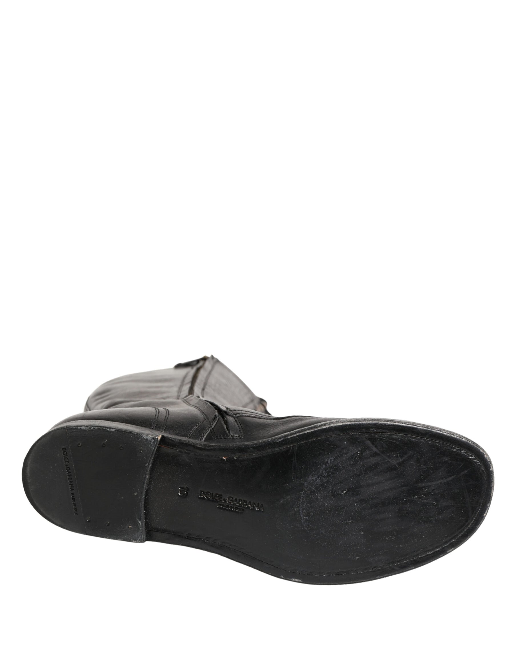 Dolce & Gabbana Re-Edition Black Leather Lace Up Boots Shoes | Regal Royce