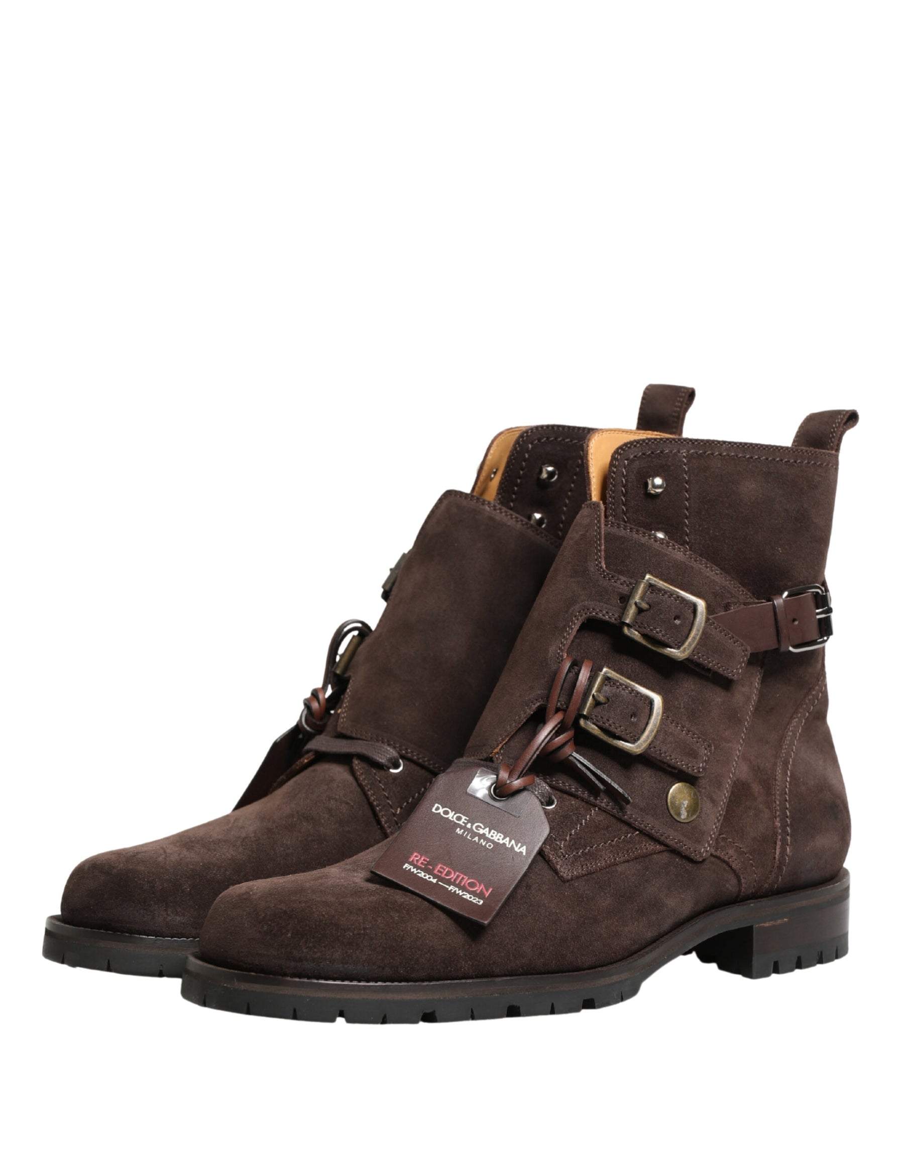 Dolce & Gabbana Brown Suede Leather Buckle Ankle Boots Shoes | Regal Royce