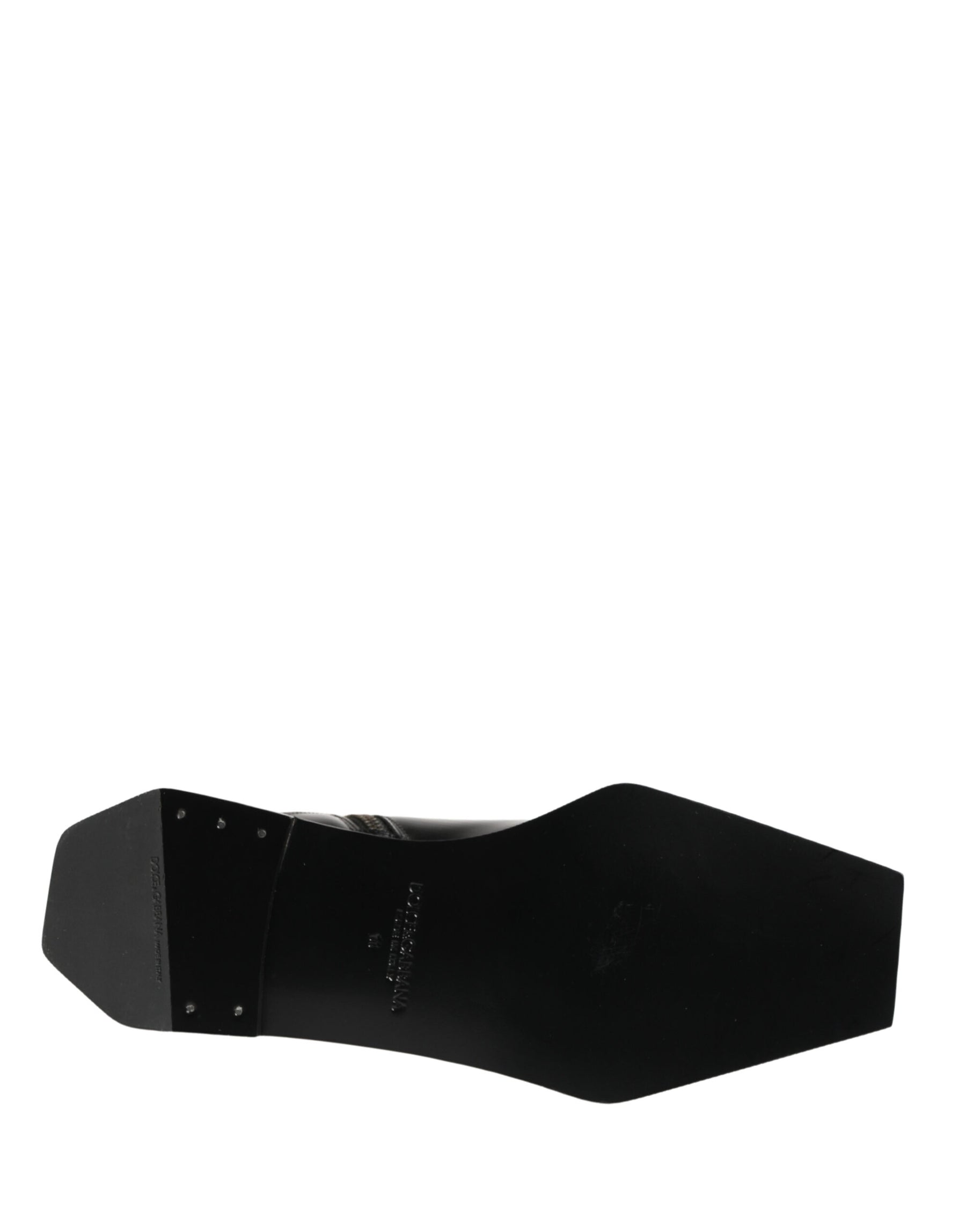 Dolce & Gabbana Black Leather Zip Closure Ankle Boots Shoes | Regal Royce