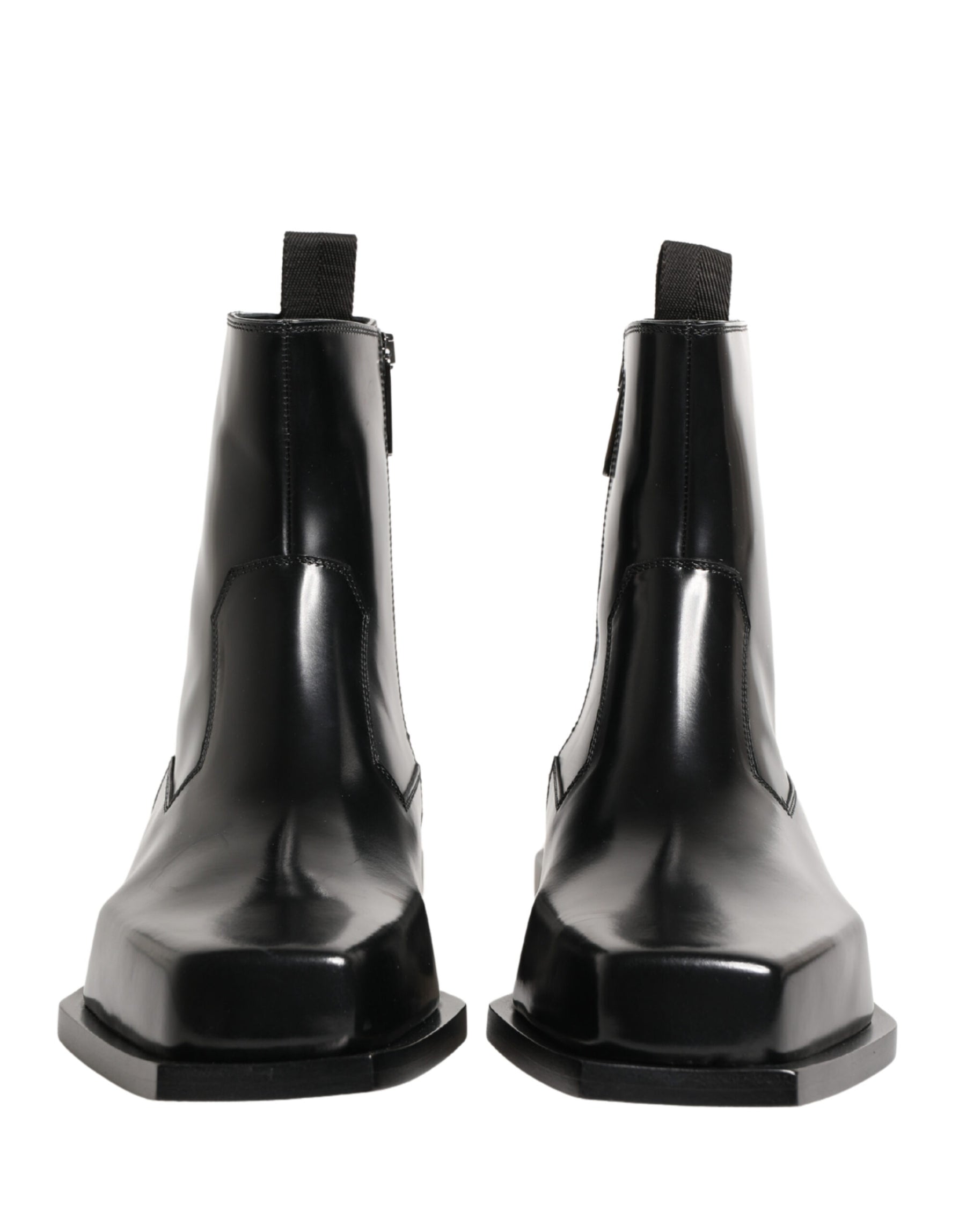 Dolce & Gabbana Black Leather Zip Closure Ankle Boots Shoes | Regal Royce