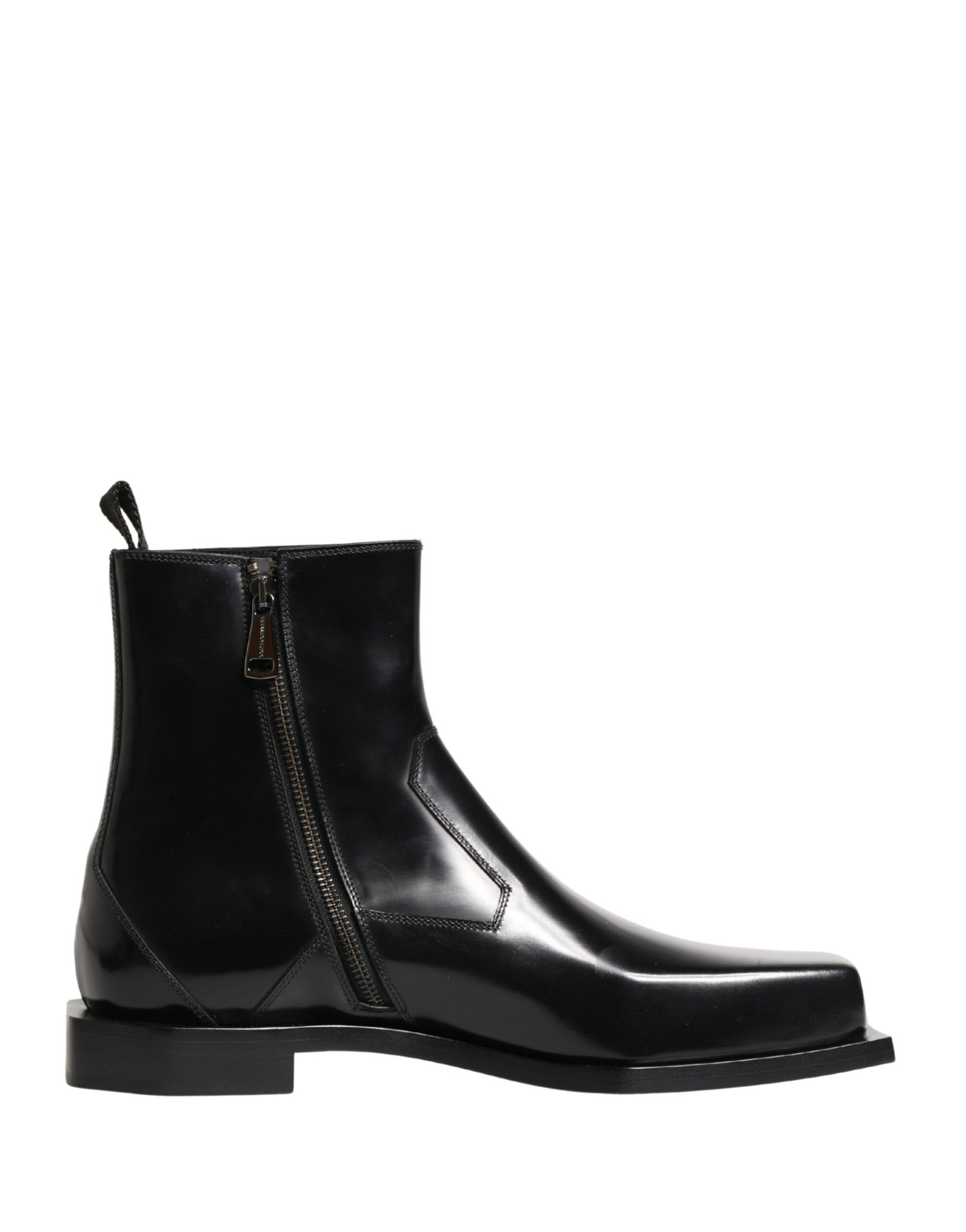 Dolce & Gabbana Black Leather Zip Closure Ankle Boots Shoes | Regal Royce