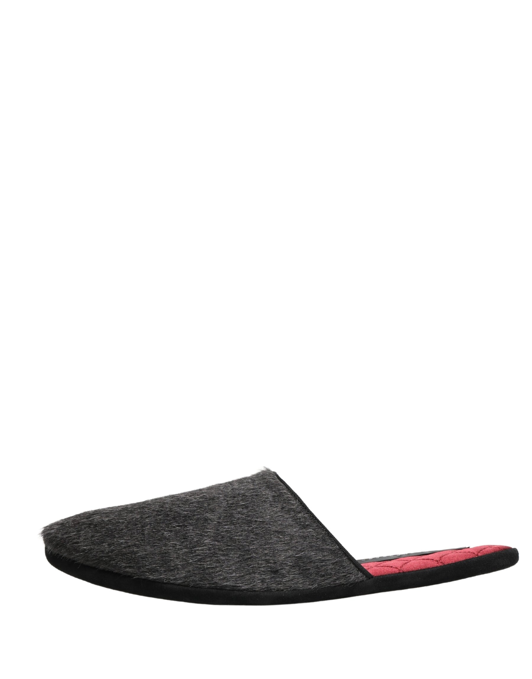 Dolce & Gabbana Dark Grey Charcoal Wool Red Slippers Shoes | Regal Royce