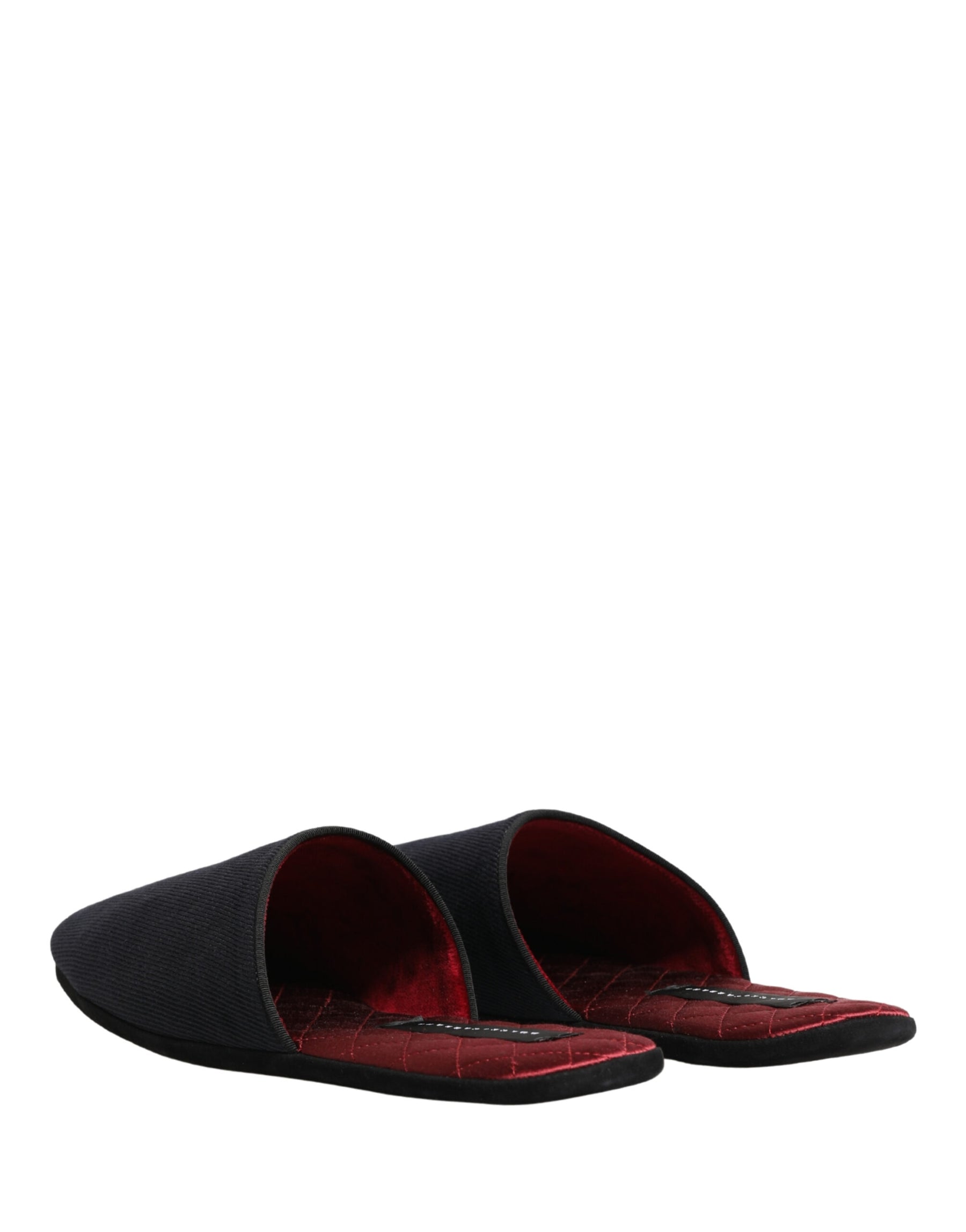 Dolce & Gabbana Dark Navy Wool Cotton Red Chevron Slippers Shoes | Regal Royce