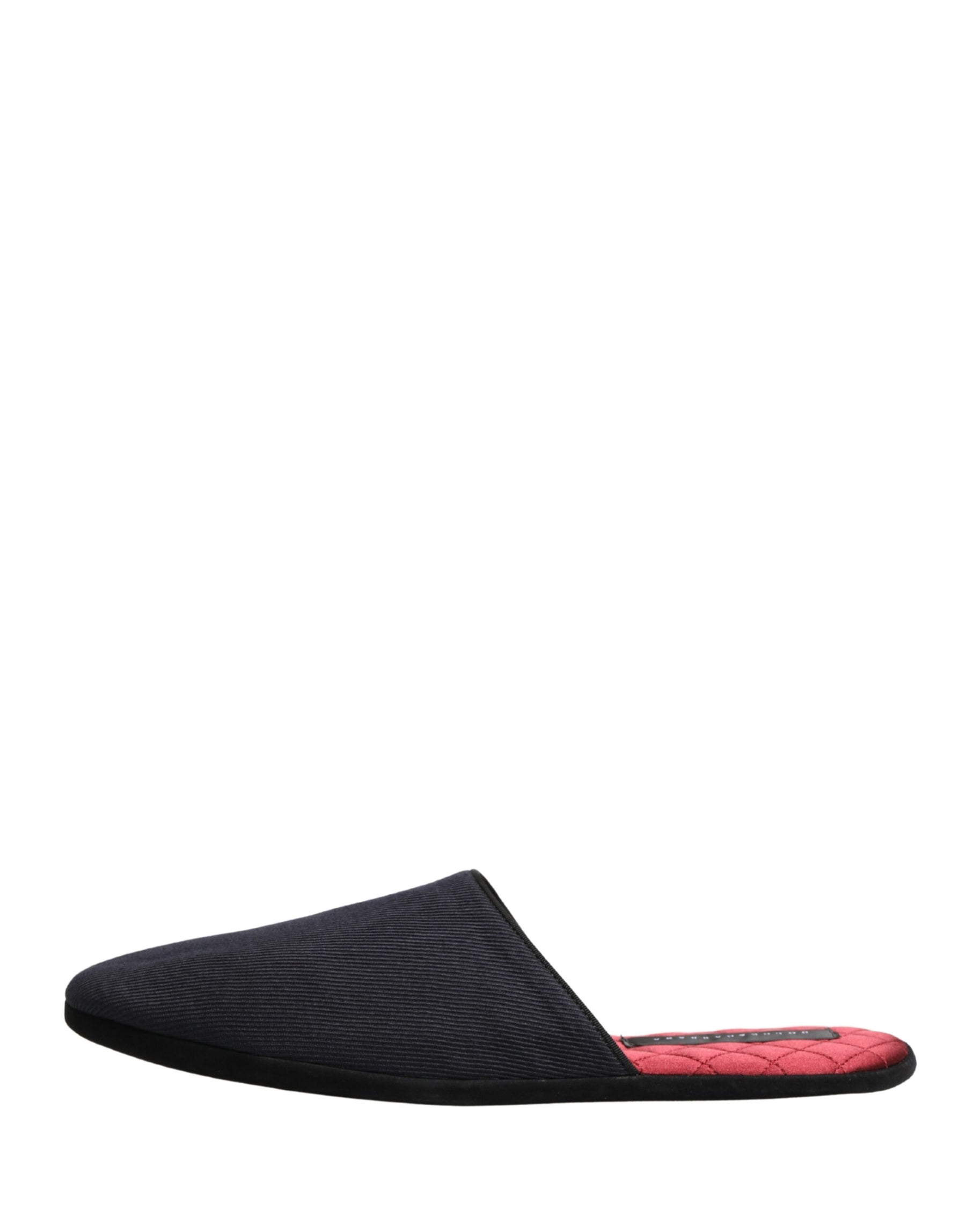 Dolce & Gabbana Dark Navy Wool Cotton Red Chevron Slippers Shoes | Regal Royce
