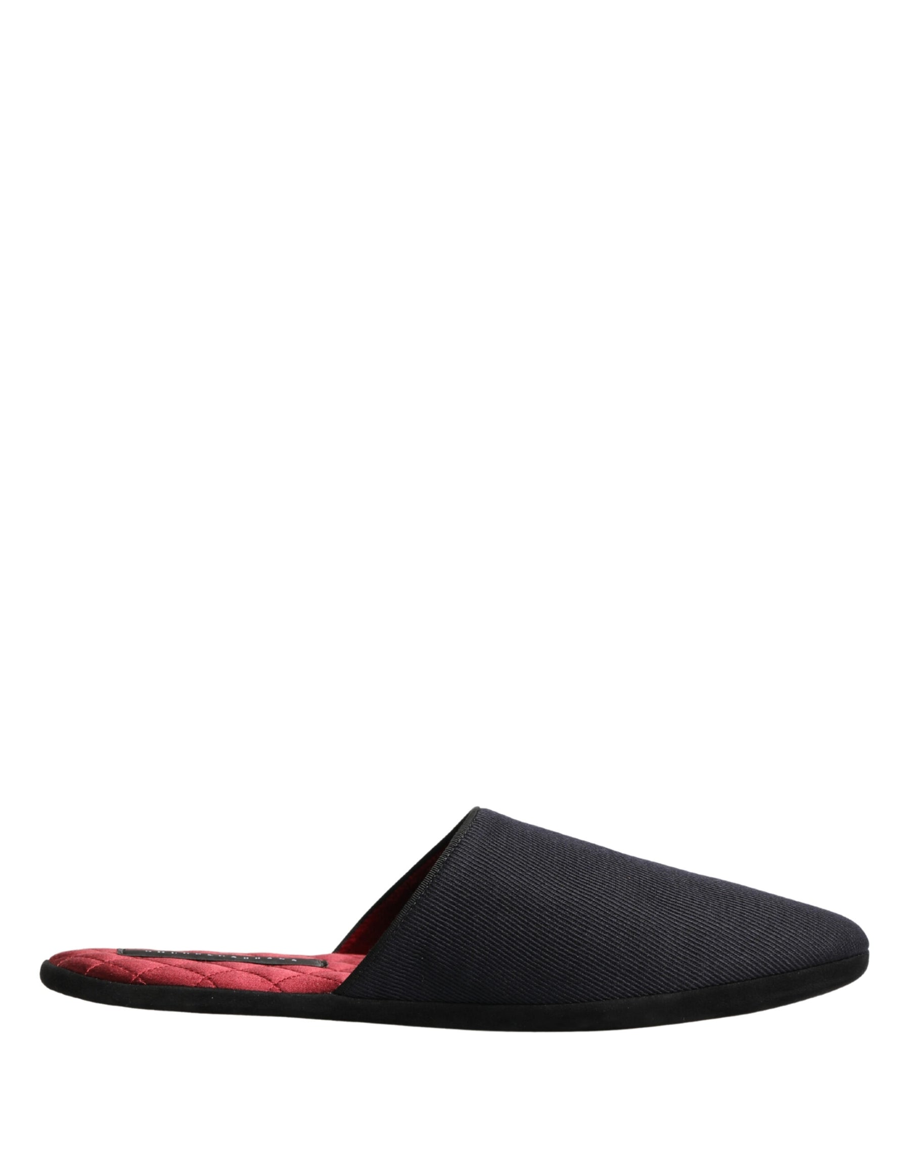 Dolce & Gabbana Dark Navy Wool Cotton Red Chevron Slippers Shoes | Regal Royce