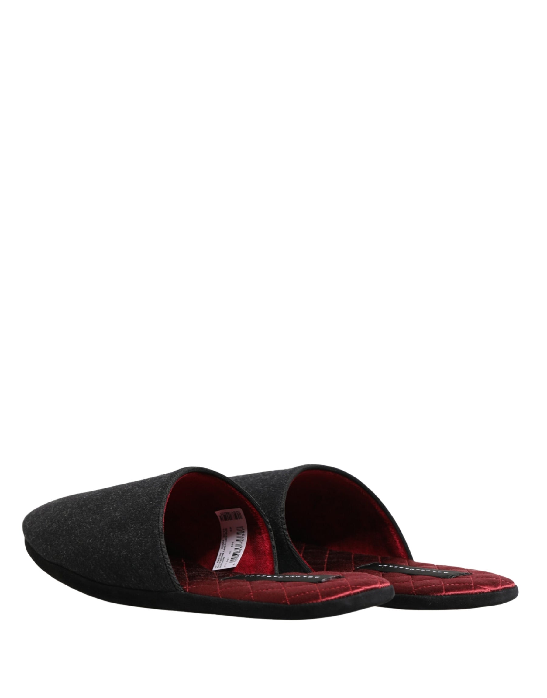 Dolce & Gabbana Anthracite Wool Cashmere Quilted Slippers Shoes | Regal Royce