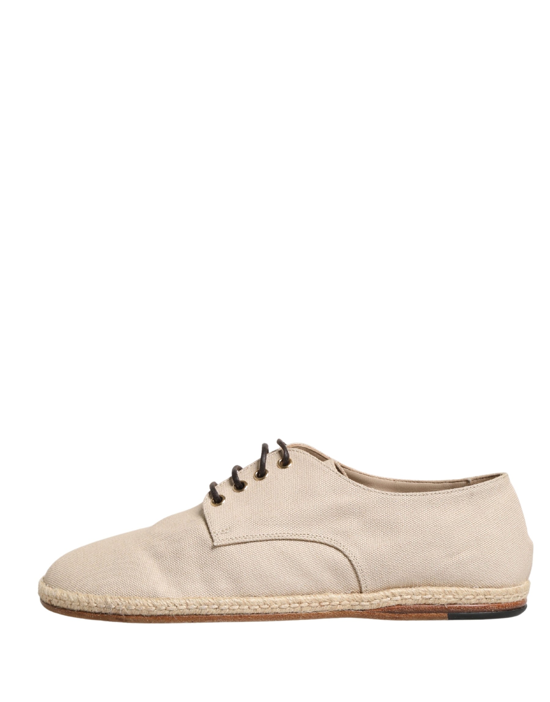 Dolce & Gabbana Beige Espadrille Sole Lace Up Canvas Derby Shoes | Regal Royce