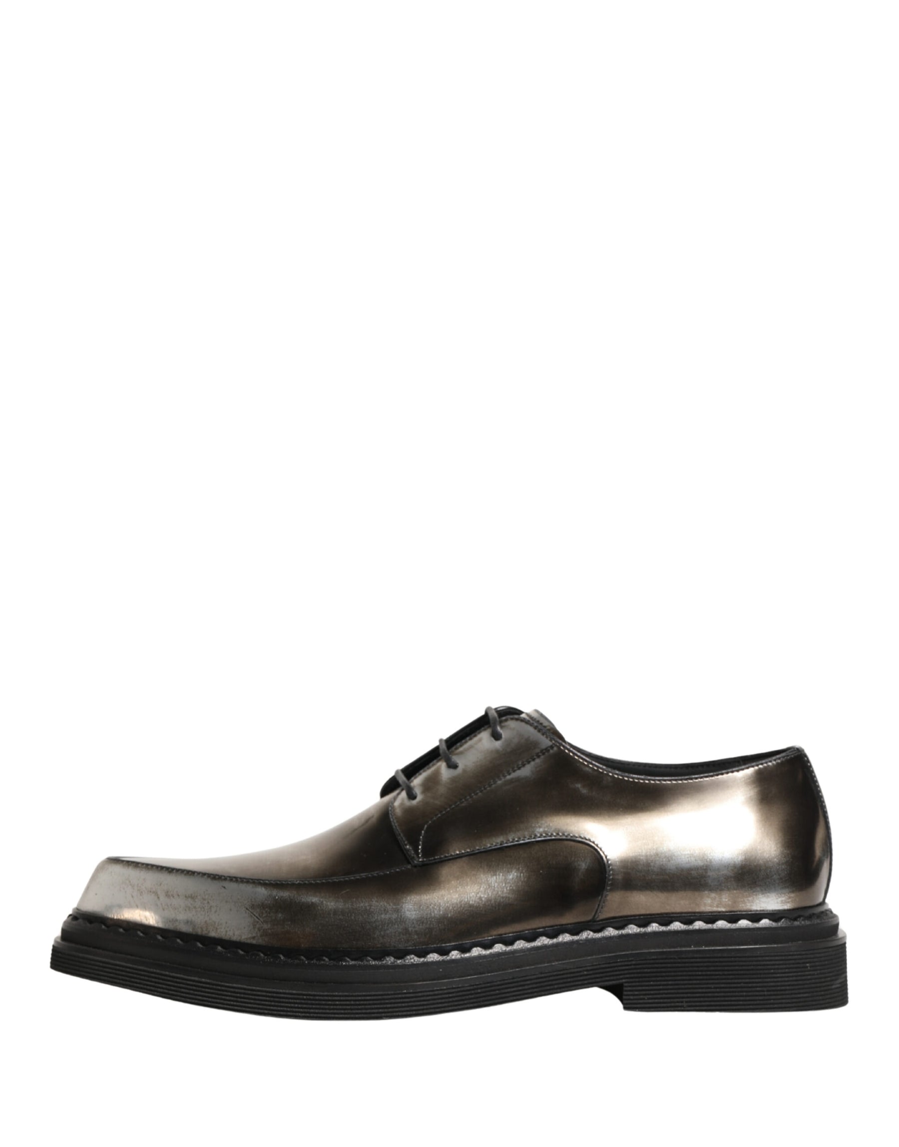 Dolce & Gabbana Silver Specchio Lace-Up Leather Dress Derby Shoes | Regal Royce