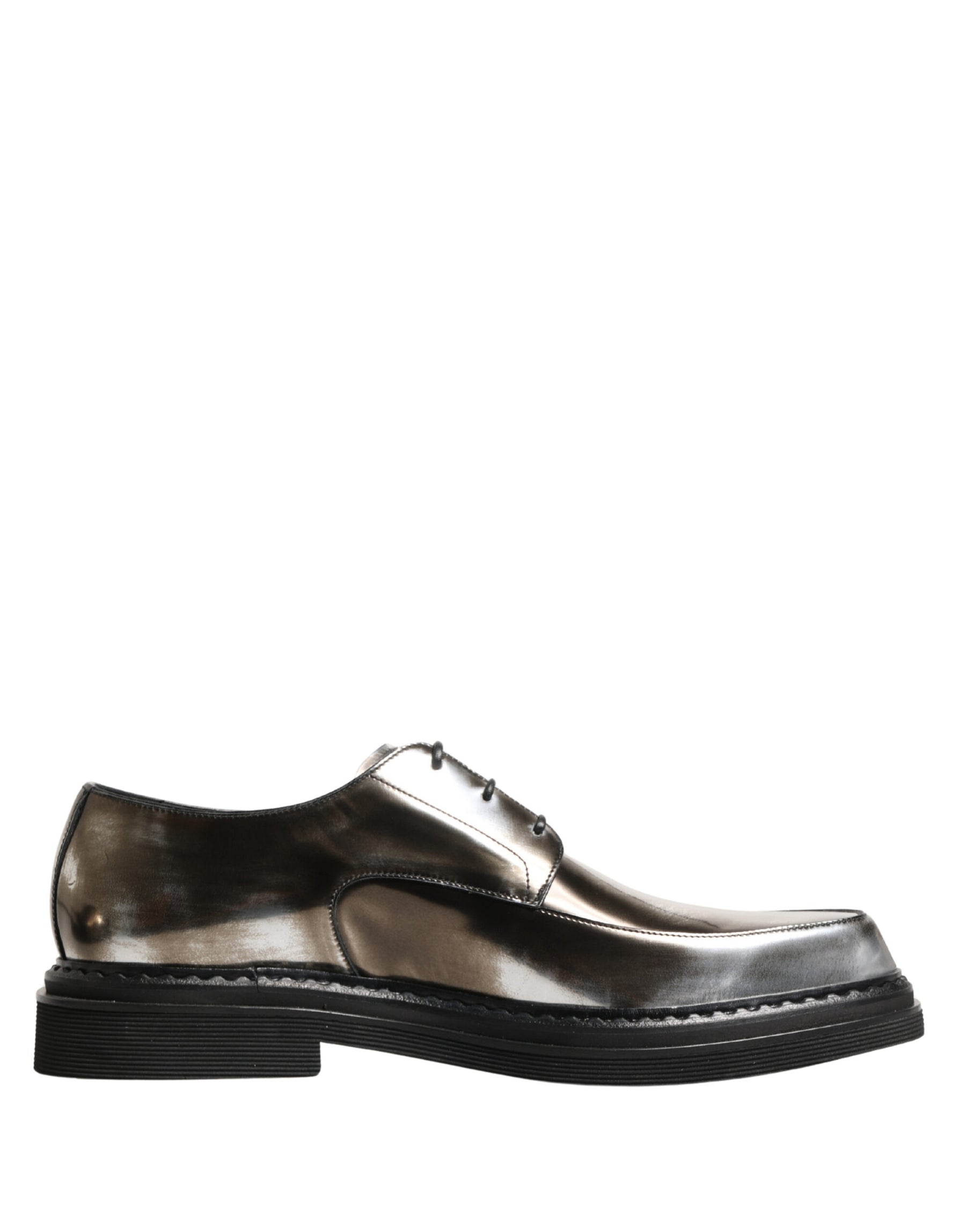 Dolce & Gabbana Silver Specchio Lace-Up Leather Dress Derby Shoes | Regal Royce
