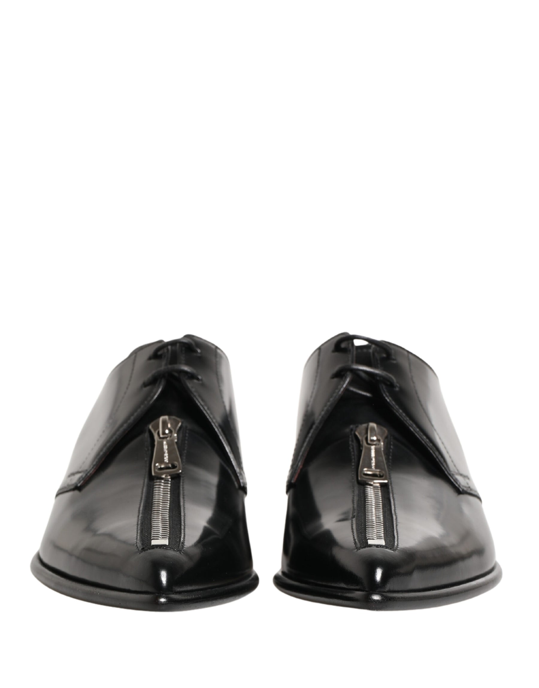 Dolce & Gabbana Men Black Lace-Up Leather Zip Dress Derby Shoes | Regal Royce