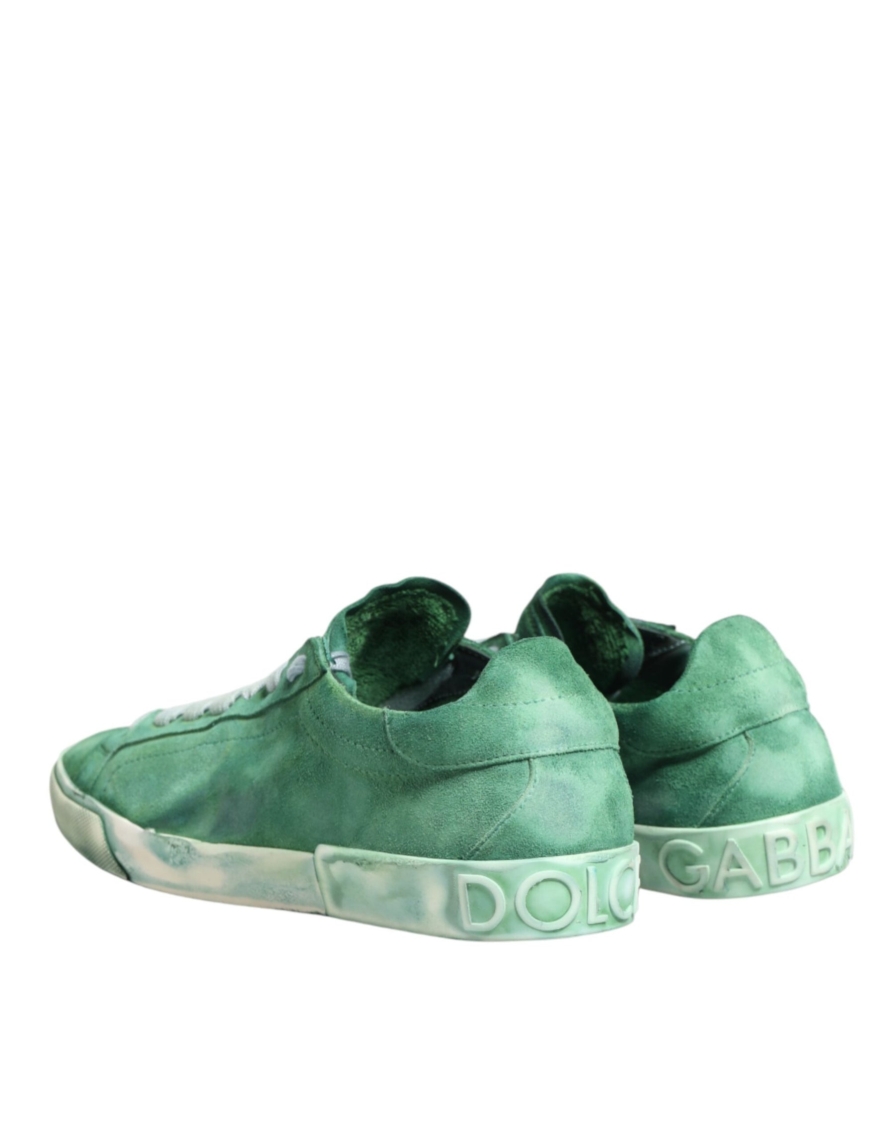 Dolce & Gabbana Green Suade DG Logo Sole Low Top Sneakers Shoes | Regal Royce