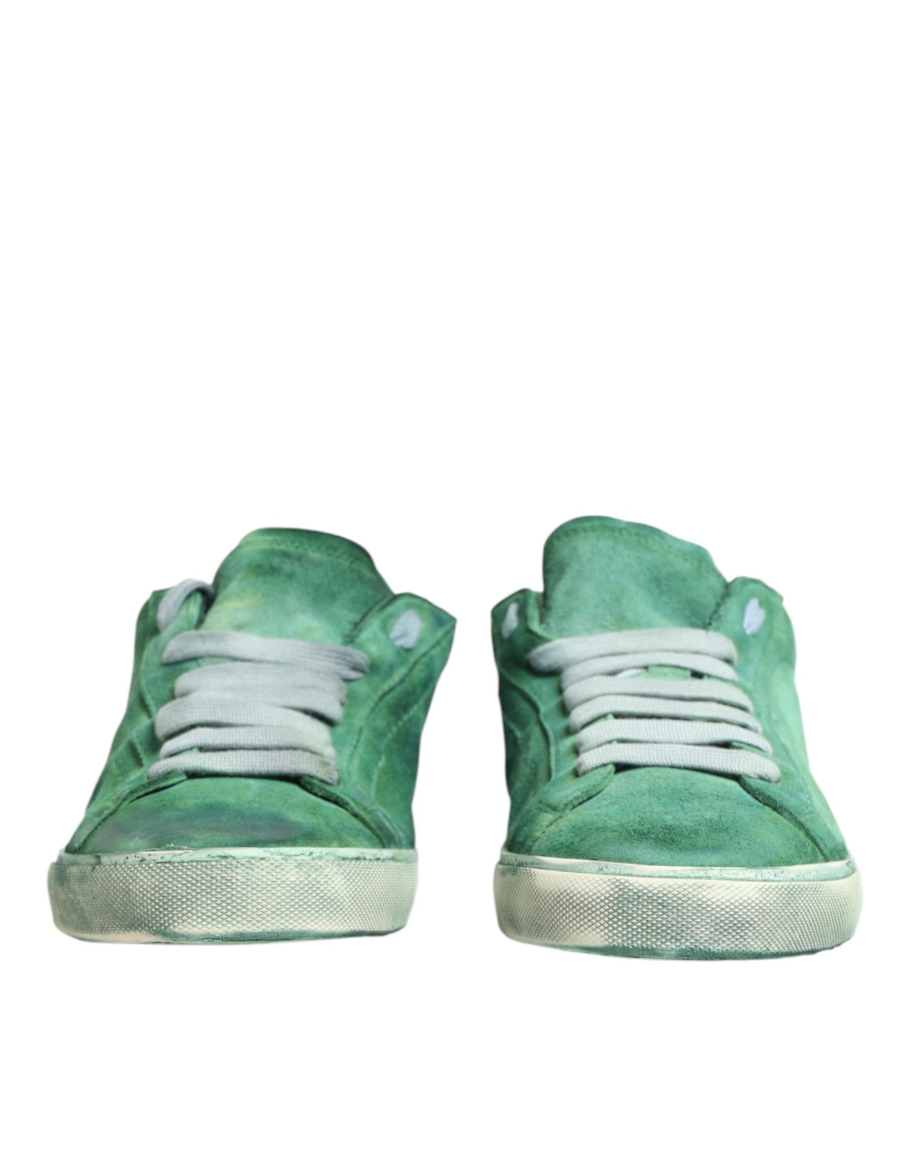 Dolce & Gabbana Green Suade DG Logo Sole Low Top Sneakers Shoes | Regal Royce