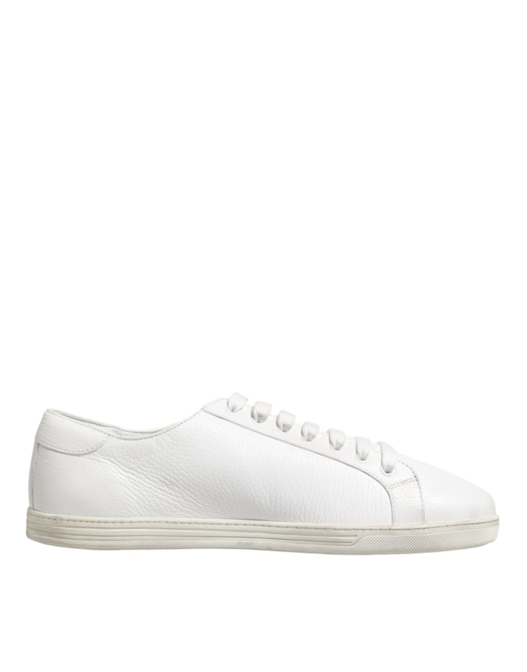 Dolce & Gabbana White Bianco Leather Men Low Top Sneakers Shoes | Regal Royce