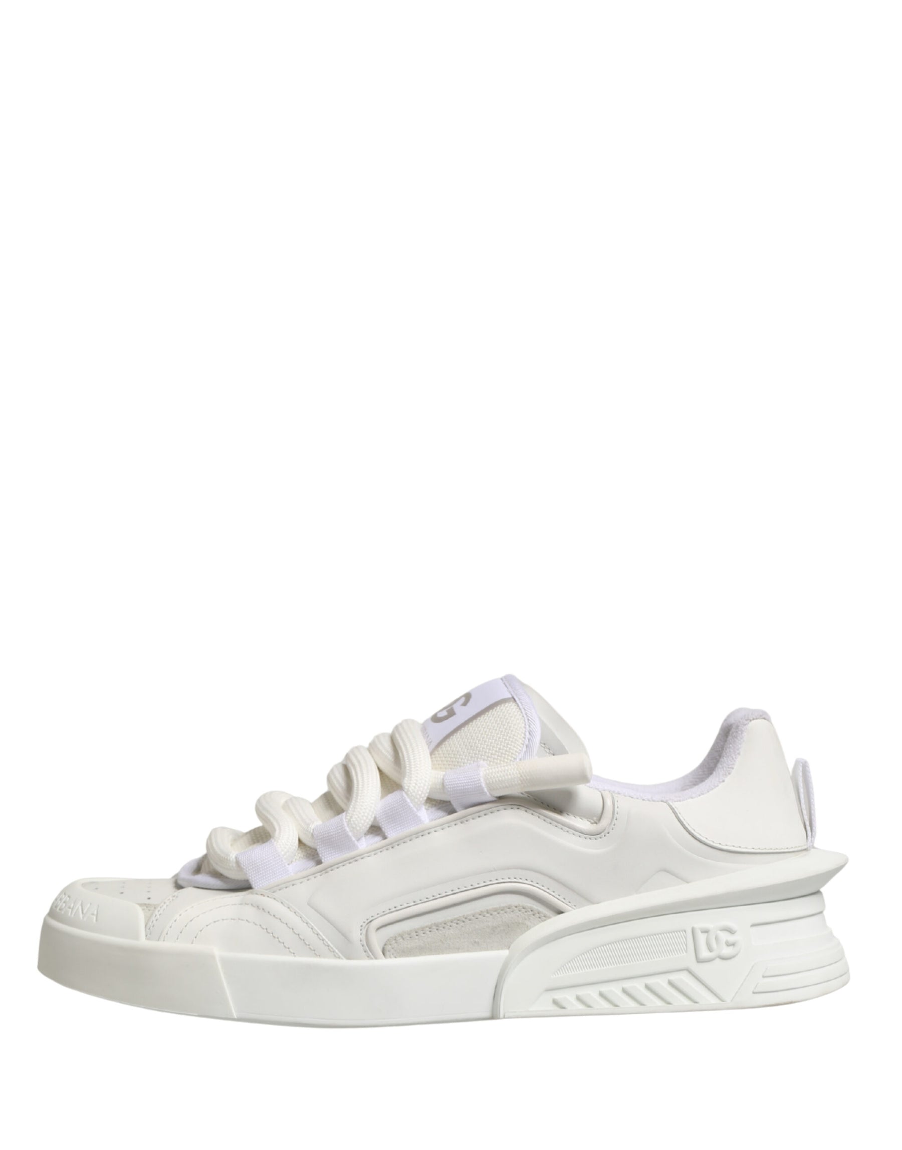 Dolce & Gabbana White Calfskin Leather Low Top Sneakers Shoes | Regal Royce