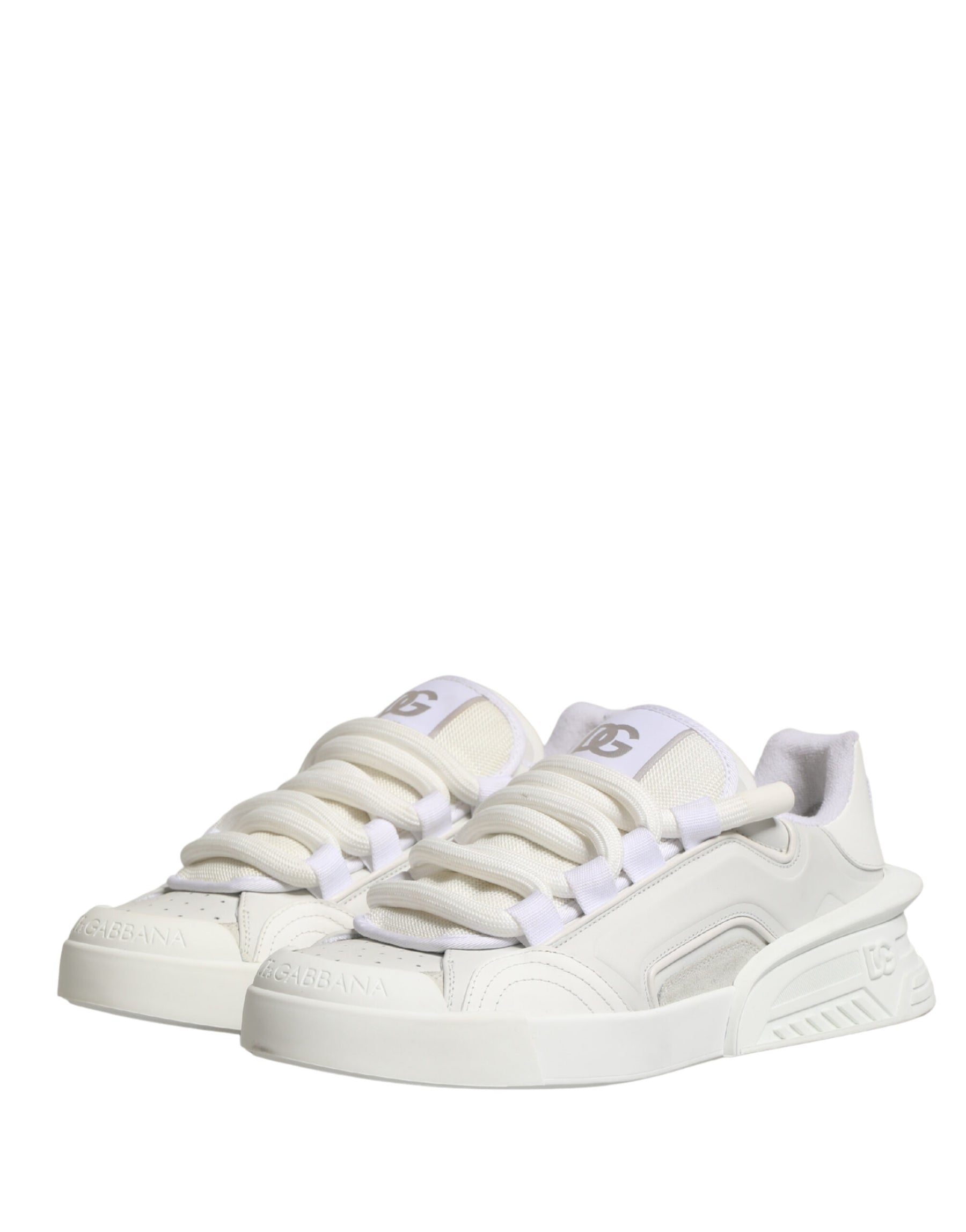 Dolce & Gabbana White Calfskin Leather Low Top Sneakers Shoes | Regal Royce