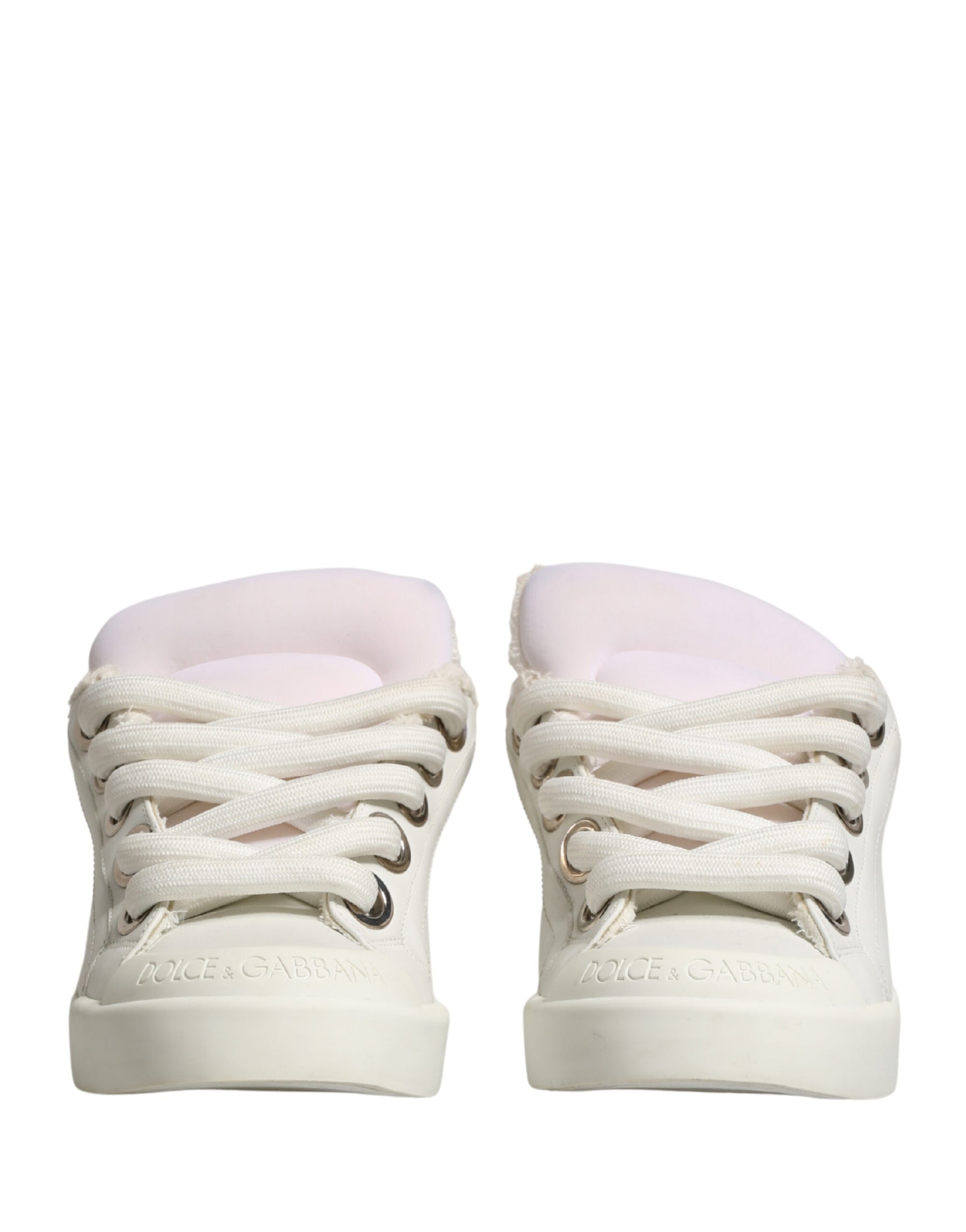 Dolce & Gabbana White Shearling Fur Bianco Low Top Sneakers Shoes | Regal Royce