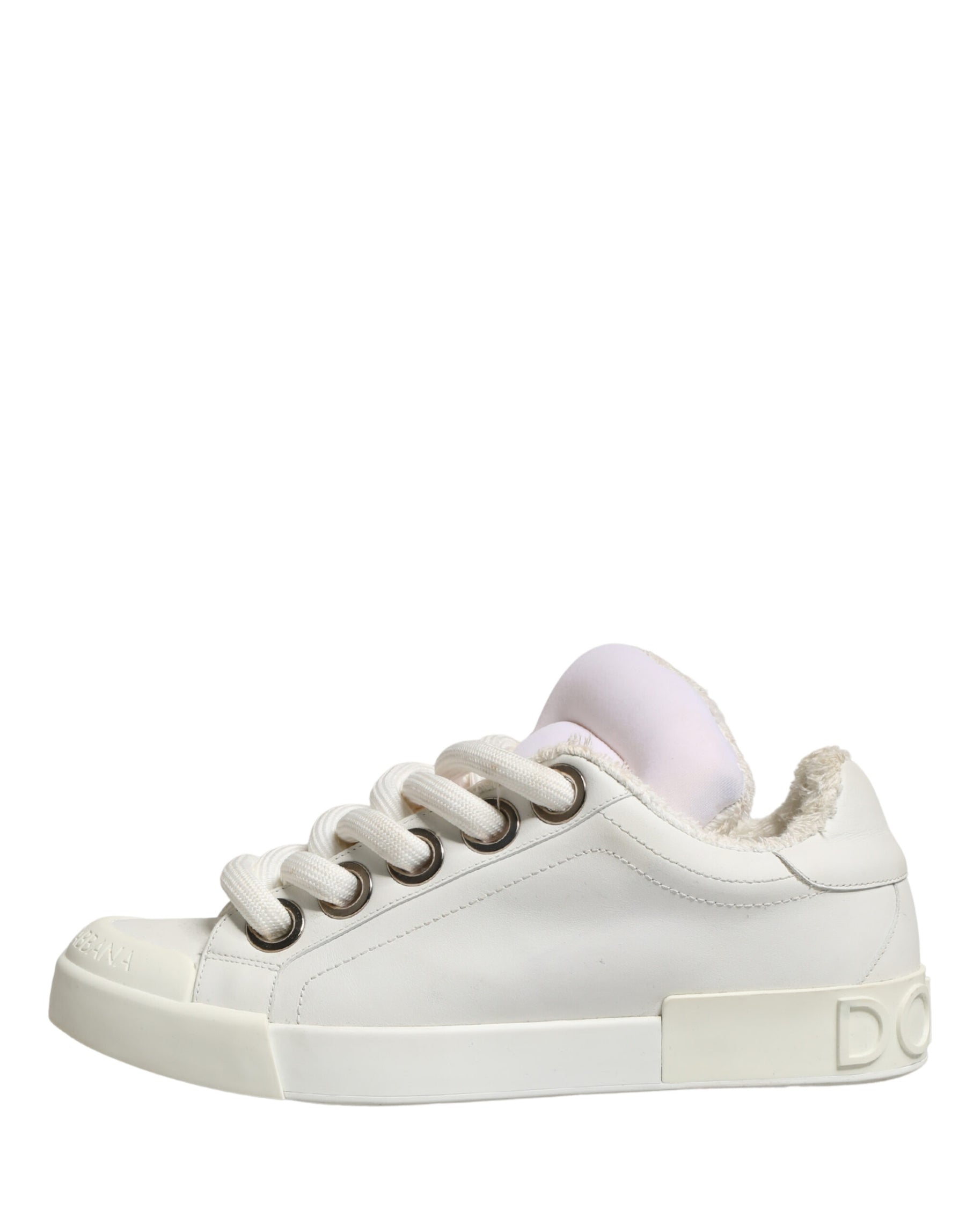 Dolce & Gabbana White Shearling Fur Bianco Low Top Sneakers Shoes | Regal Royce