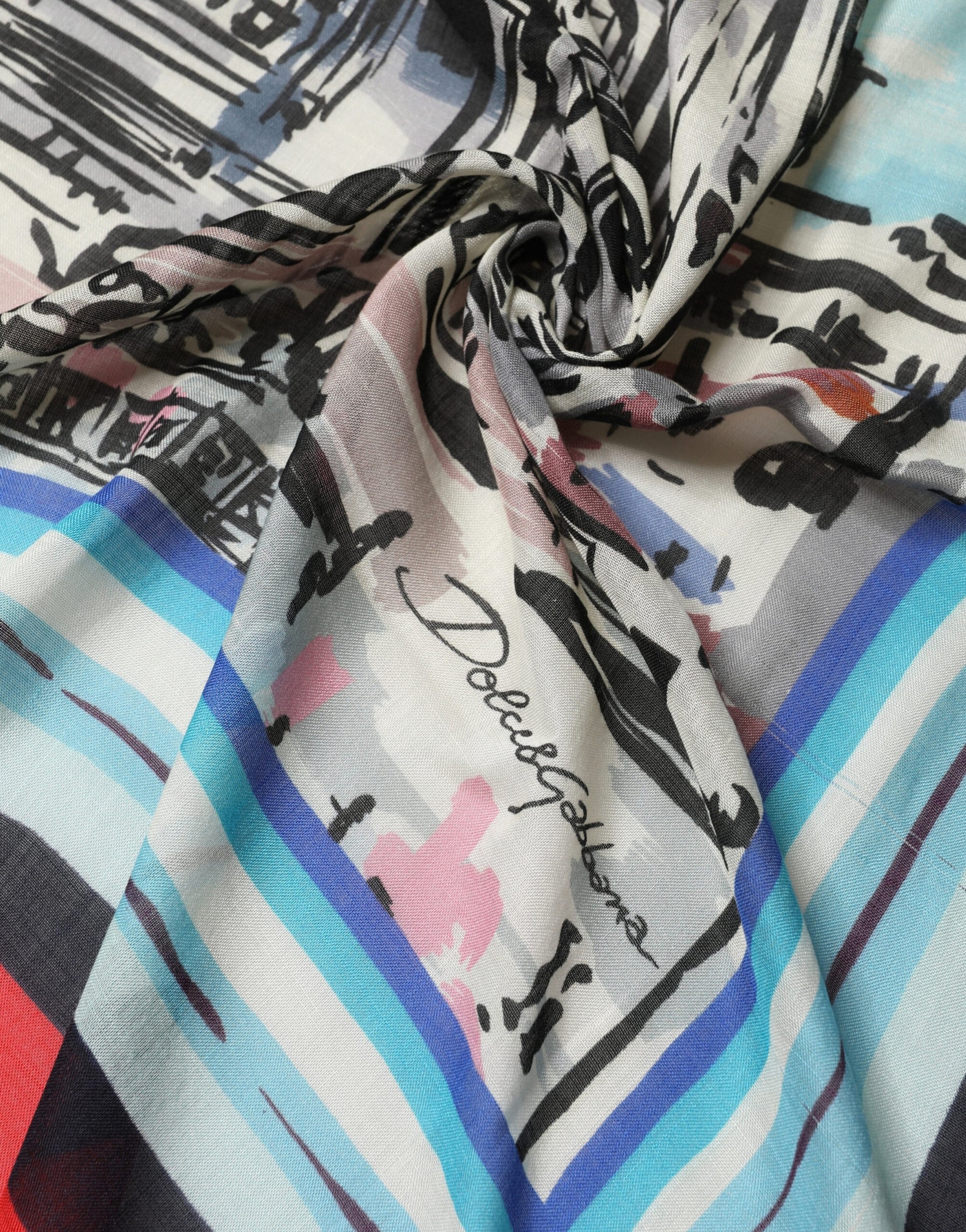 Dolce & Gabbana Multicolor Milano Print Cashmere 134cm x 130cm Men Scarf | Regal Royce