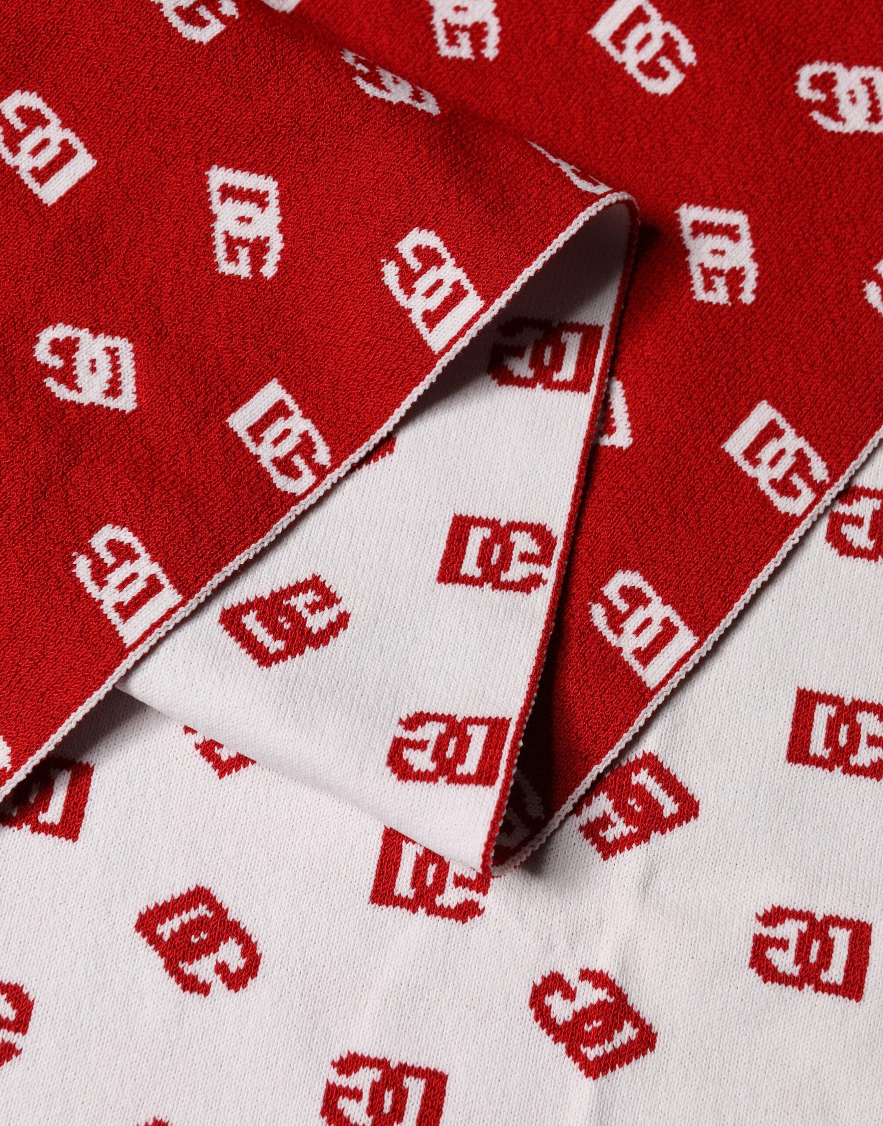 Dolce & Gabbana Red White Logo Print Foulard 201cm x 40.5cm  Men Scarf | Regal Royce
