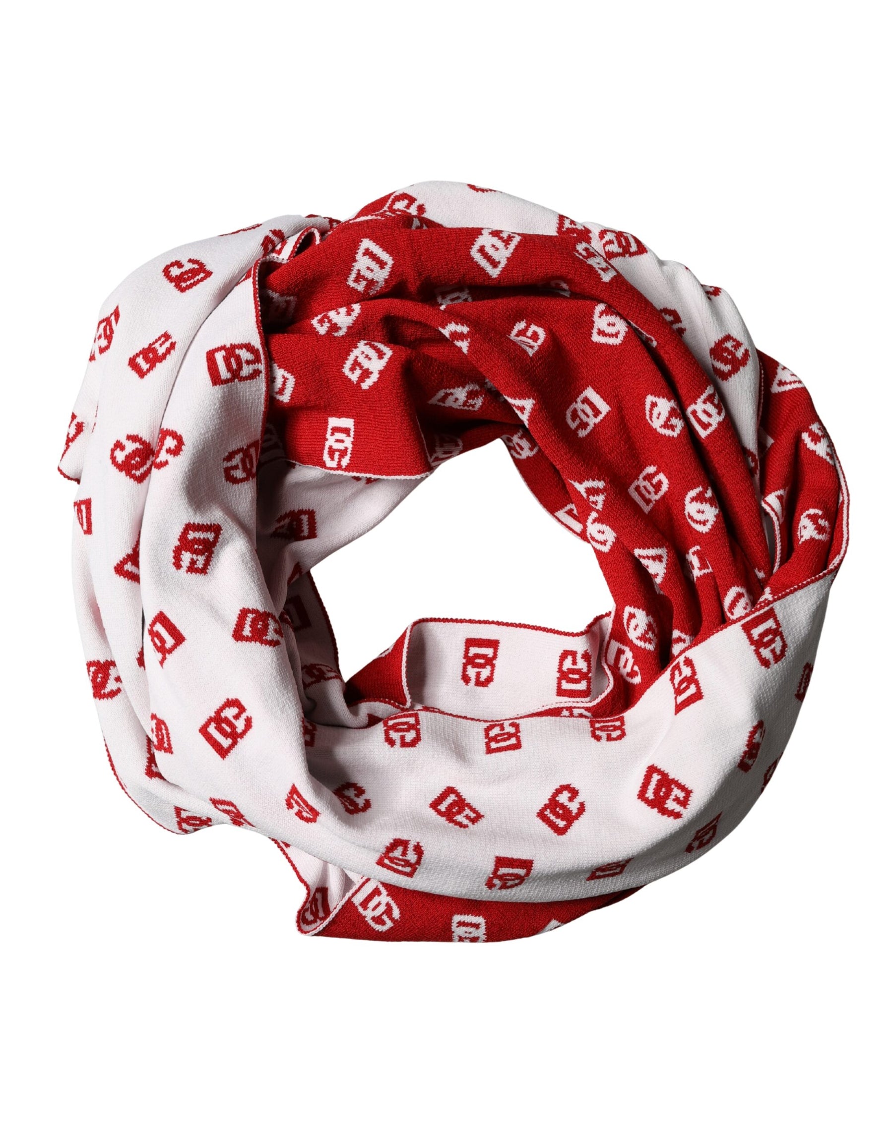 Dolce & Gabbana Red White Logo Print Foulard 201cm x 40.5cm  Men Scarf | Regal Royce